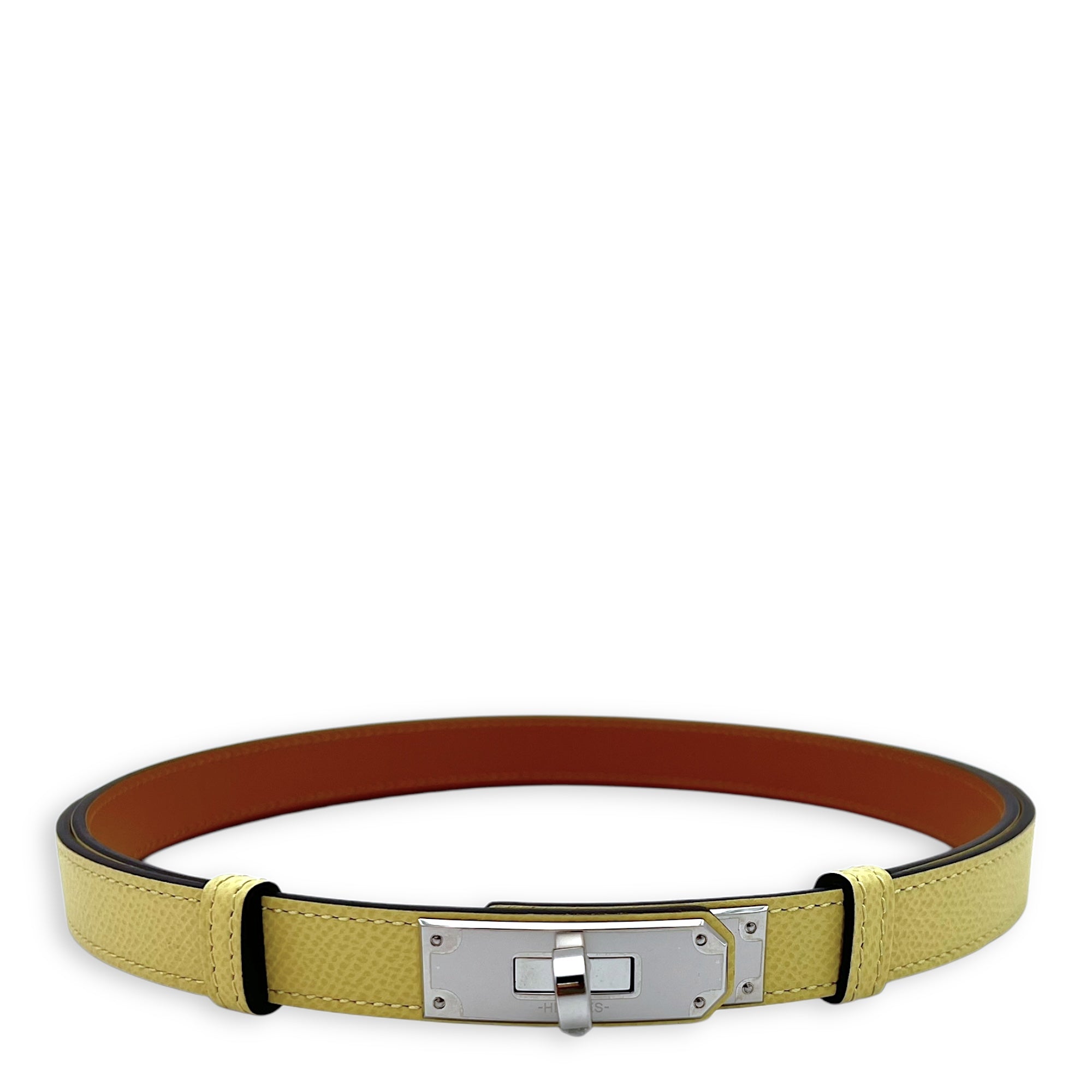 Hermès Hermès Kelly 18 Jaune Poussin Belt in Epsom, Palladium hardware S2501-004035AN