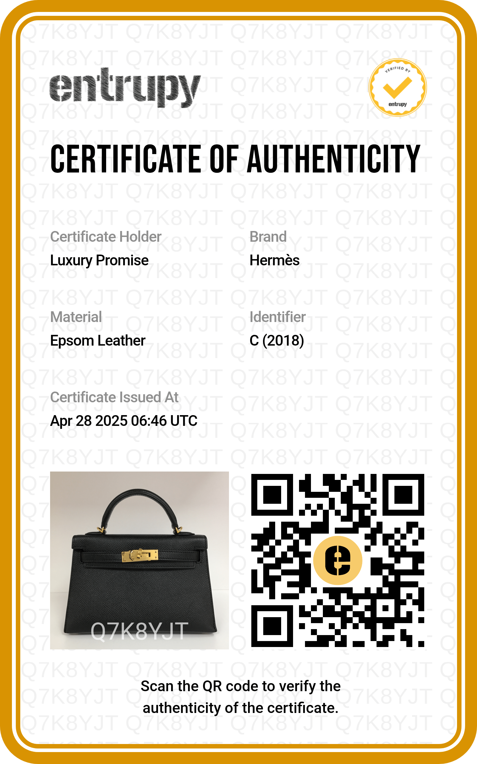 Hermès Hermes Kelly 20 Black Epsom GHW #C - Preloved SKC2049 YEAR 2018