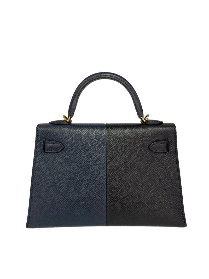 Hermes Kelly 20 Casaque Blue Indigo / Black / Rouge Grenat Epsom GHW # –  LuxuryPromise