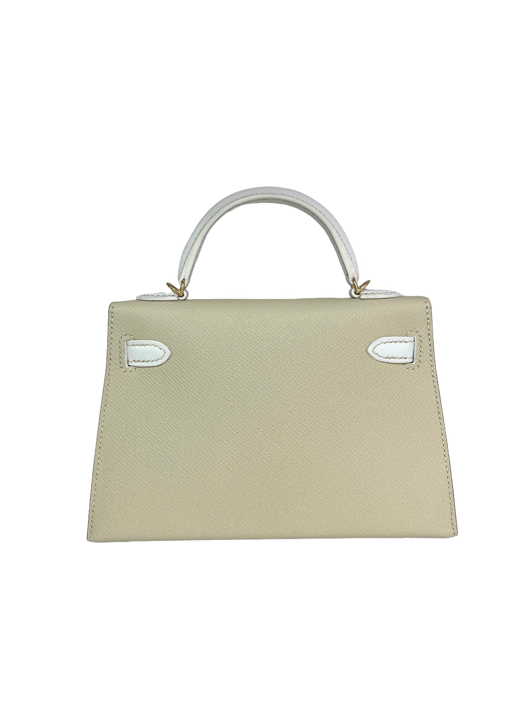 Hermès Hermes Kelly 20 HSS Craie / White Epsom Permabrass HW #Y SKC1696