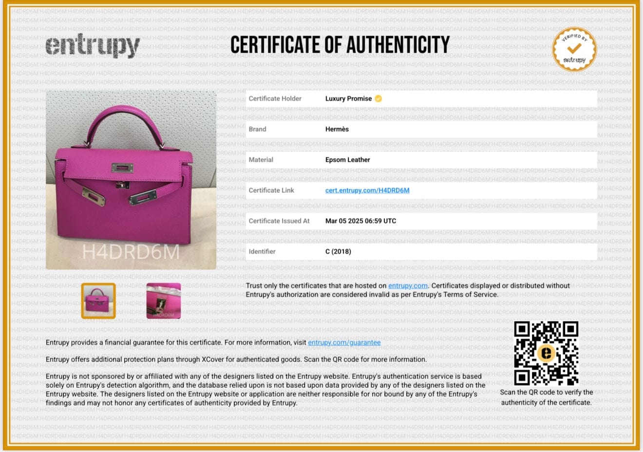 Hermès Hermes Kelly 20 Magnolia Epsom PHW #C SKC1933