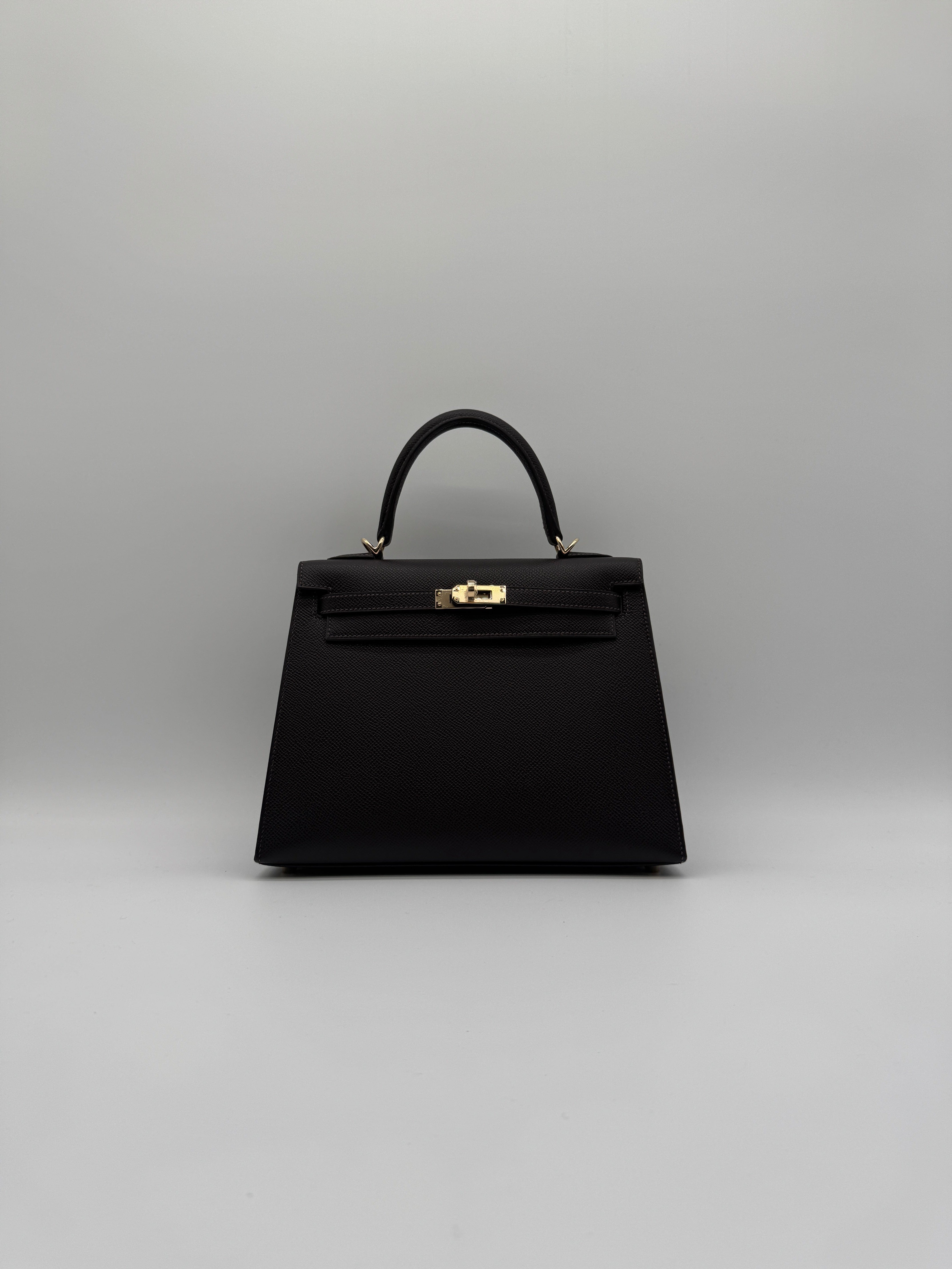 Hermès Kelly 25 Bai Brun Epsom Permabass Hardware
