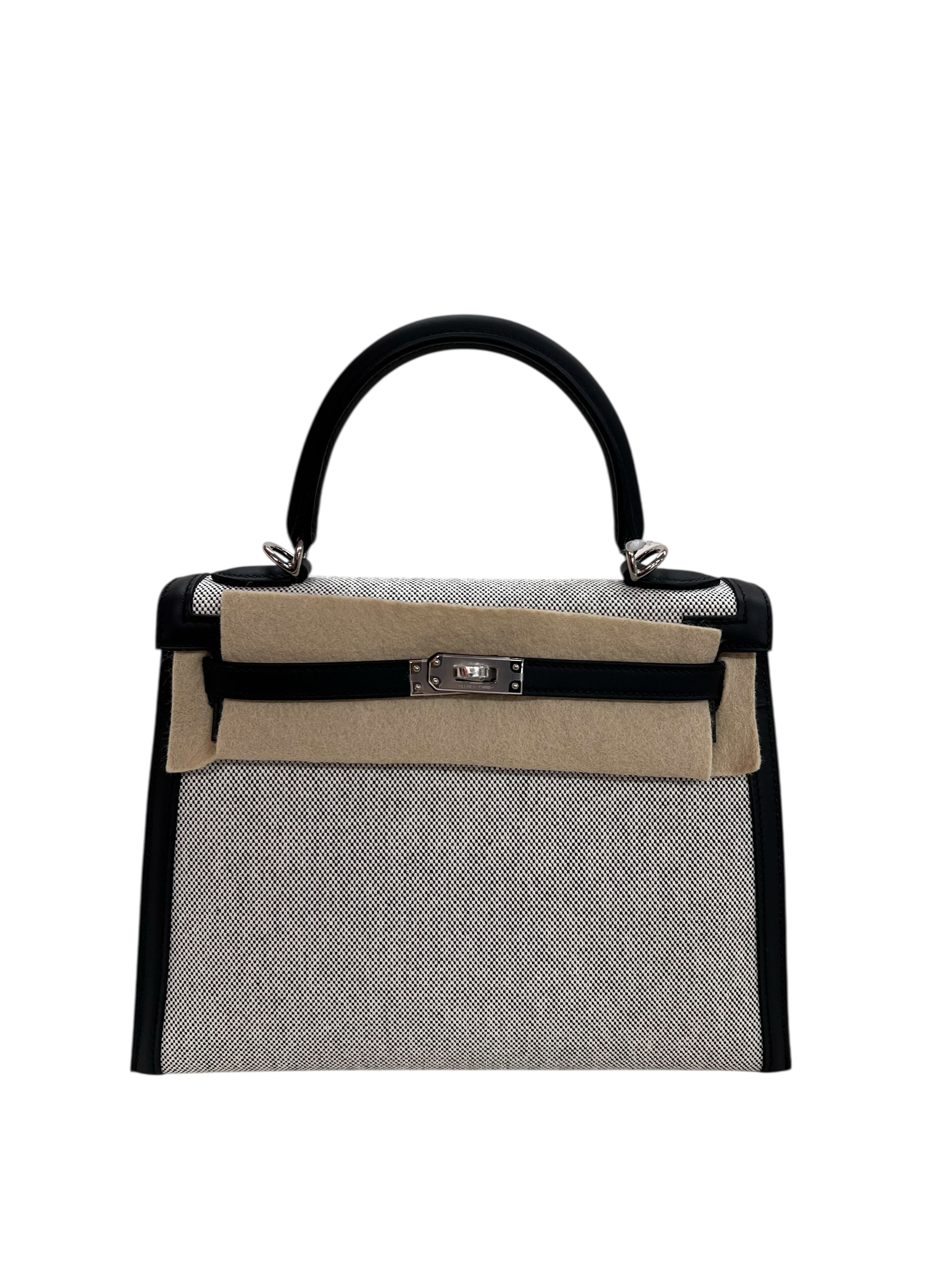 Hermès Hermes Kelly 25 Black Swift / Toile H PHW #K SKCJB-259811