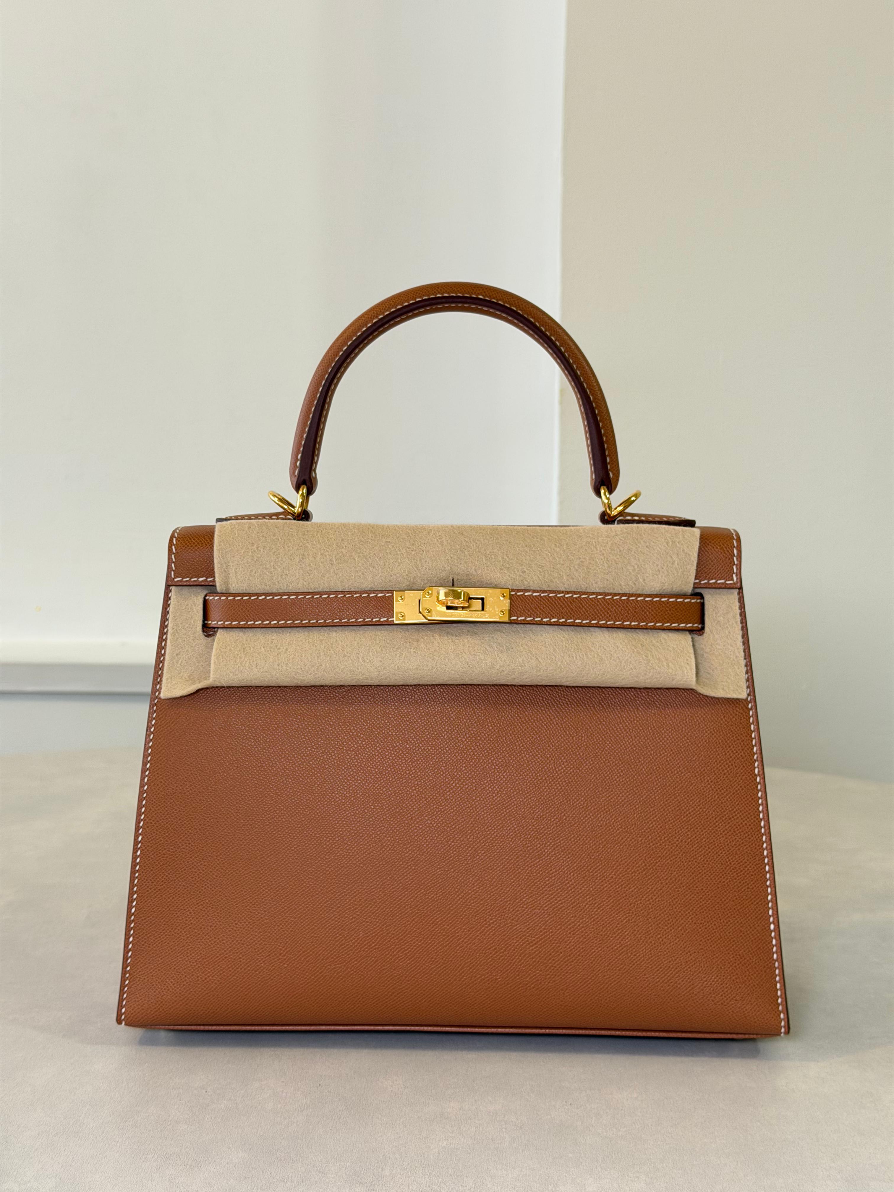 Hermès Hermes Kelly 25 Sellier Gold Veau Madame GHW #G stamp ALTC0702