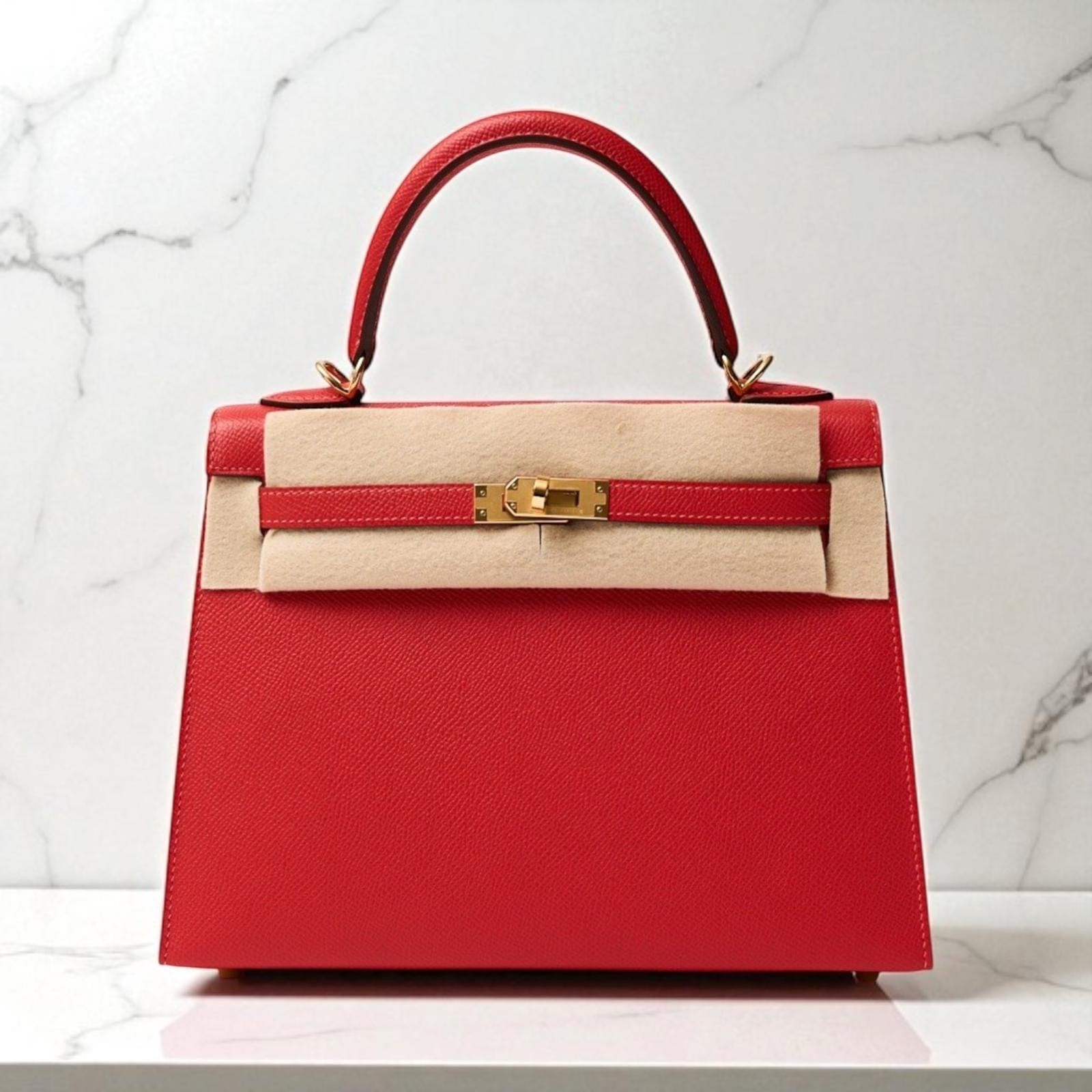 Hermès Hermes Kelly 25 Sellier Rouge Du Coeur Epsom GHW #Y SKC4051M