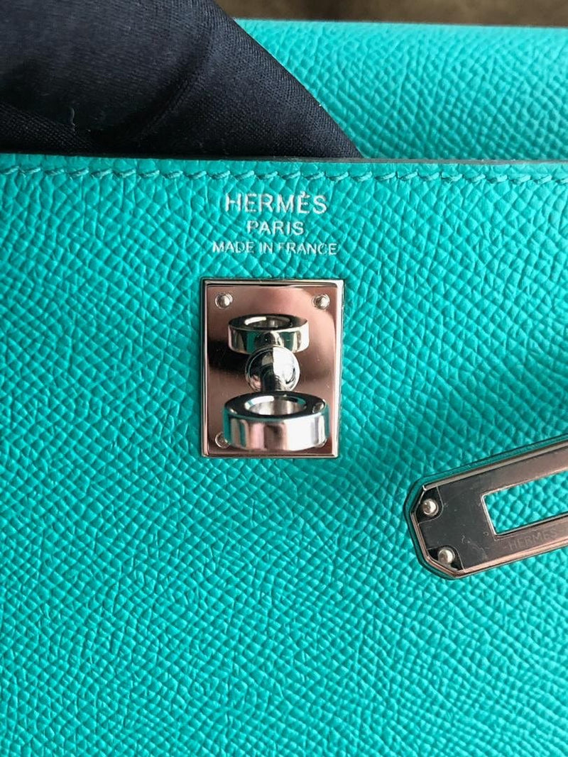 Hermès Special Order Kelly 25 Epsom Vert Verone x Blue Electric