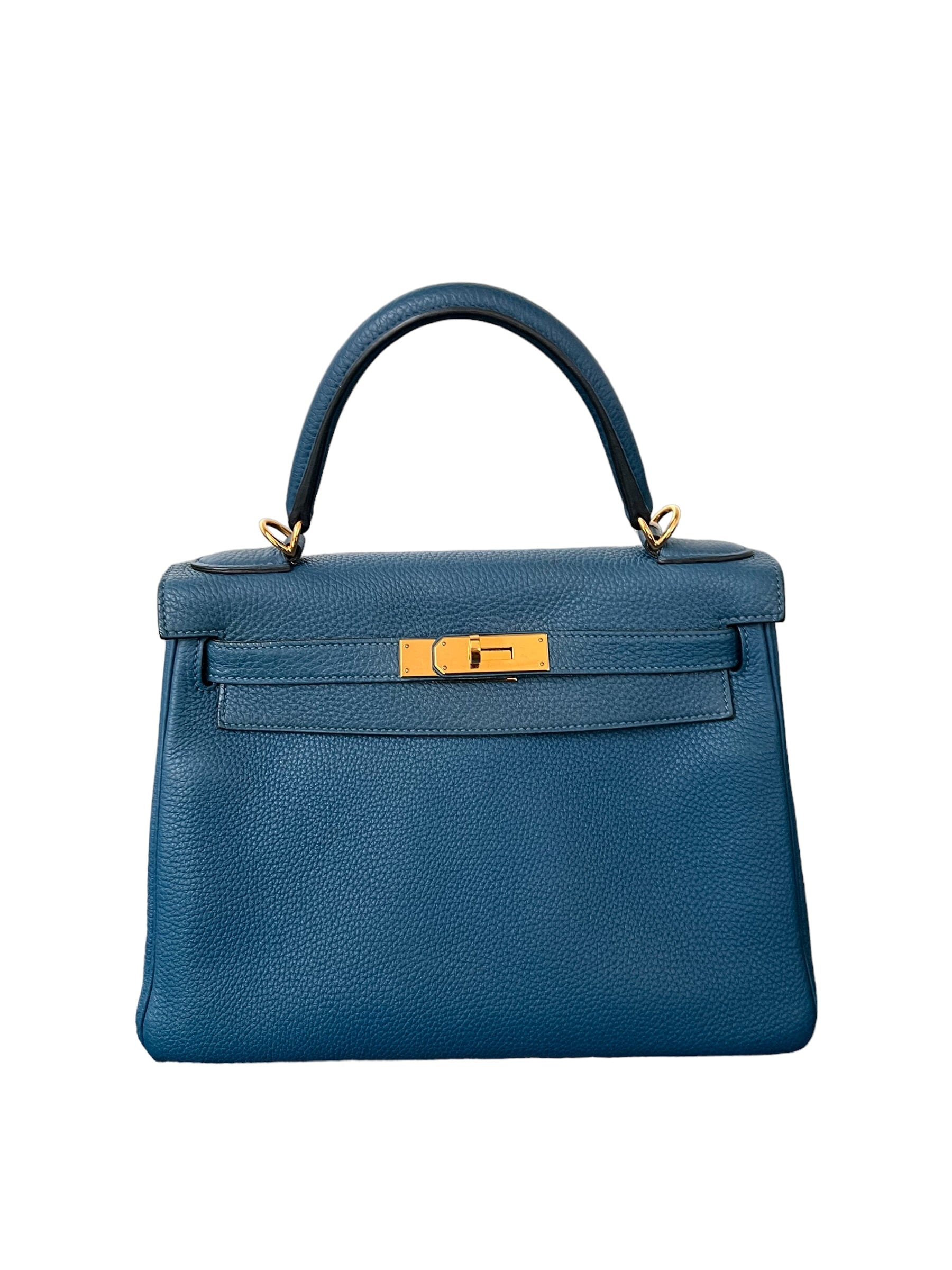Hermès Hermes Kelly 28 Blue De Galice GHW SYC1155
