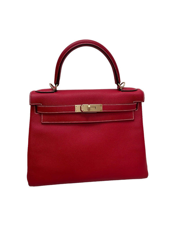 Hermes Kelly 35 Rouge Casaque Swift - Vintage Lux