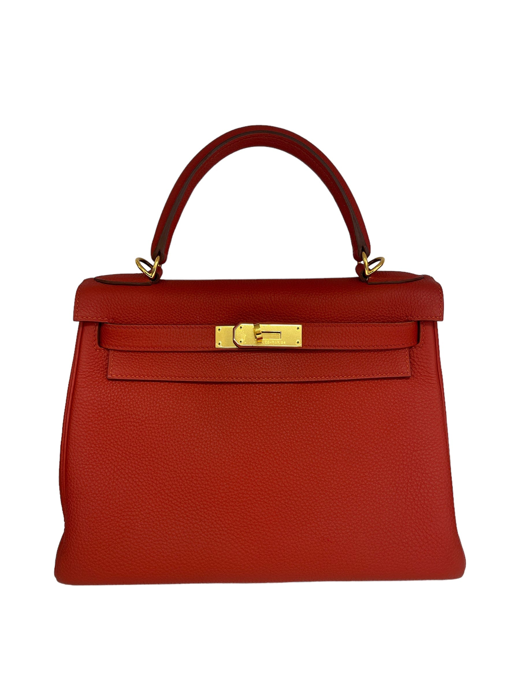 Hermès Hermes Kelly 28 Rouge Tomate Togo GHW #Q SKC1483