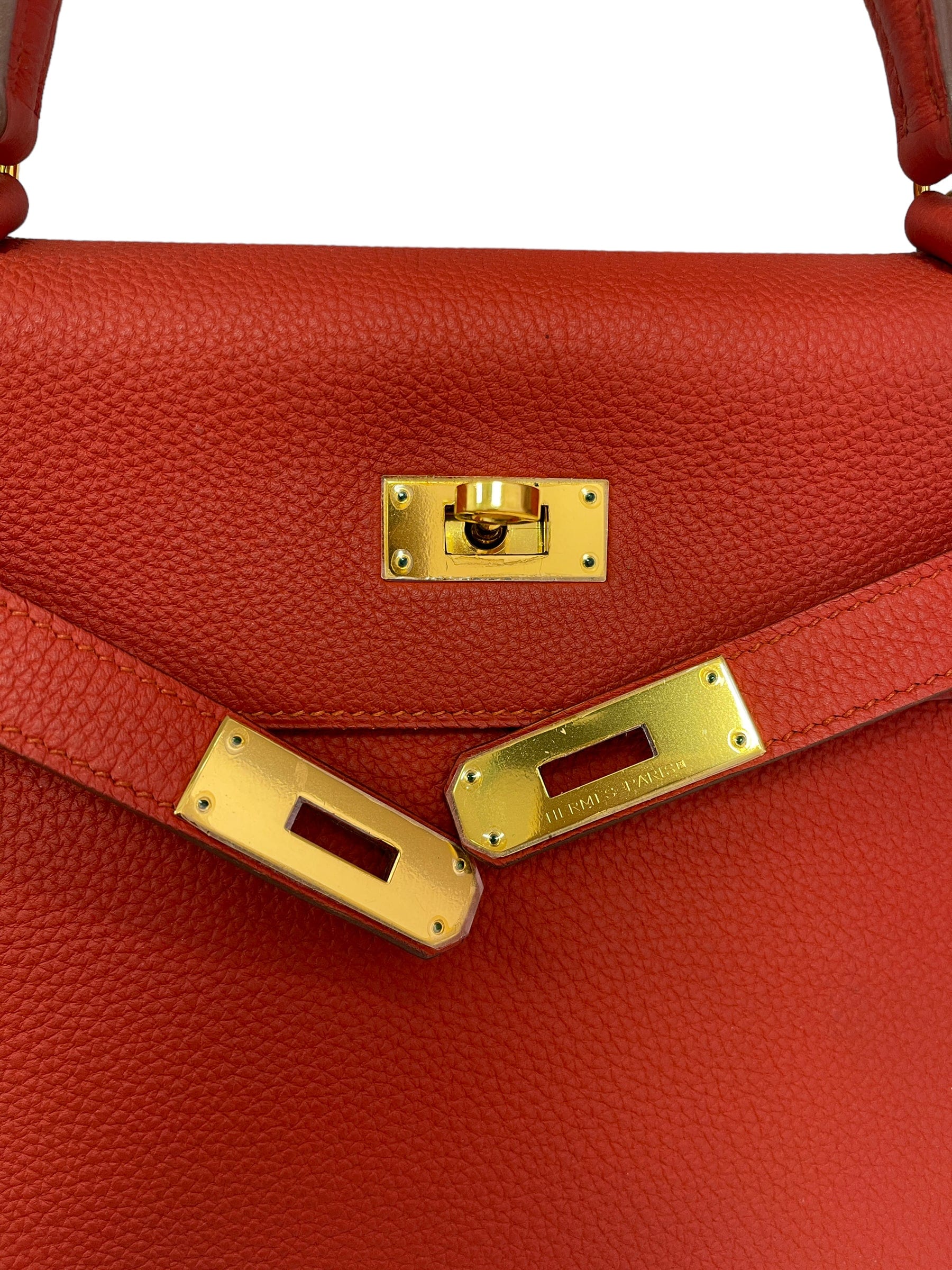 Hermès Hermes Kelly 28 Rouge Tomate Togo GHW #Q SKC1483