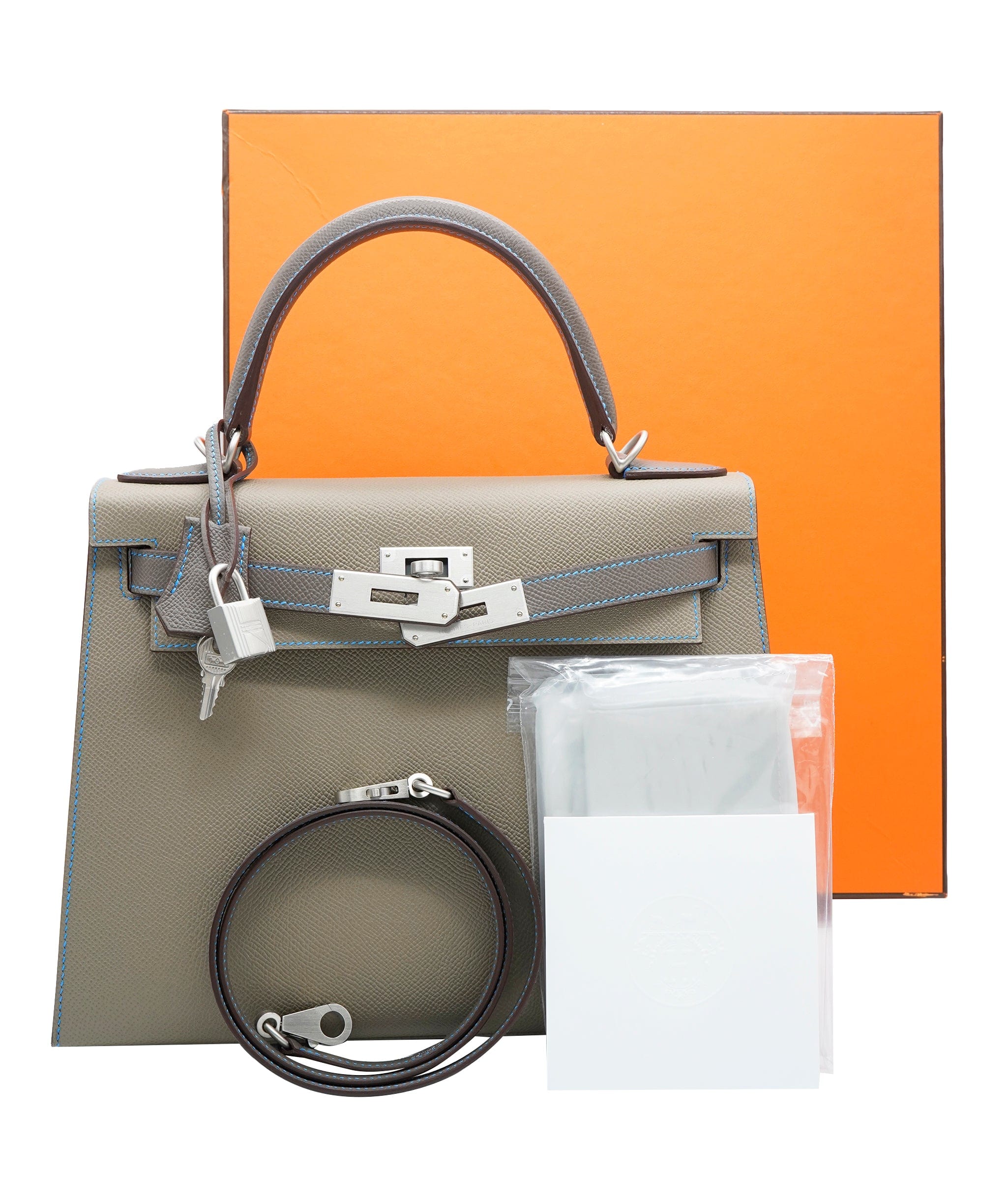 Hermès Hermes Kelly 28 Sellier HSS Etoupe (Blue Stitch) Epsom BPHW ASL10983