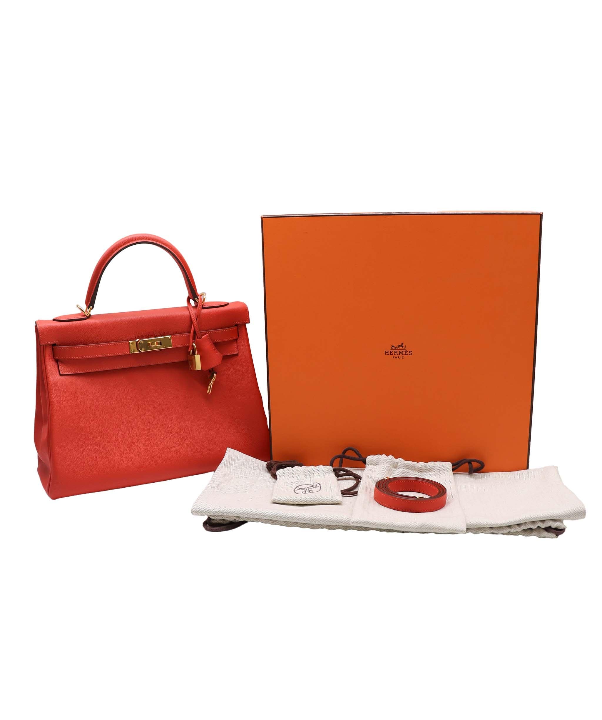 Hermès Hermes Kelly 32 Evercolour with box, dustbag & clochette AGC2537 year 2018