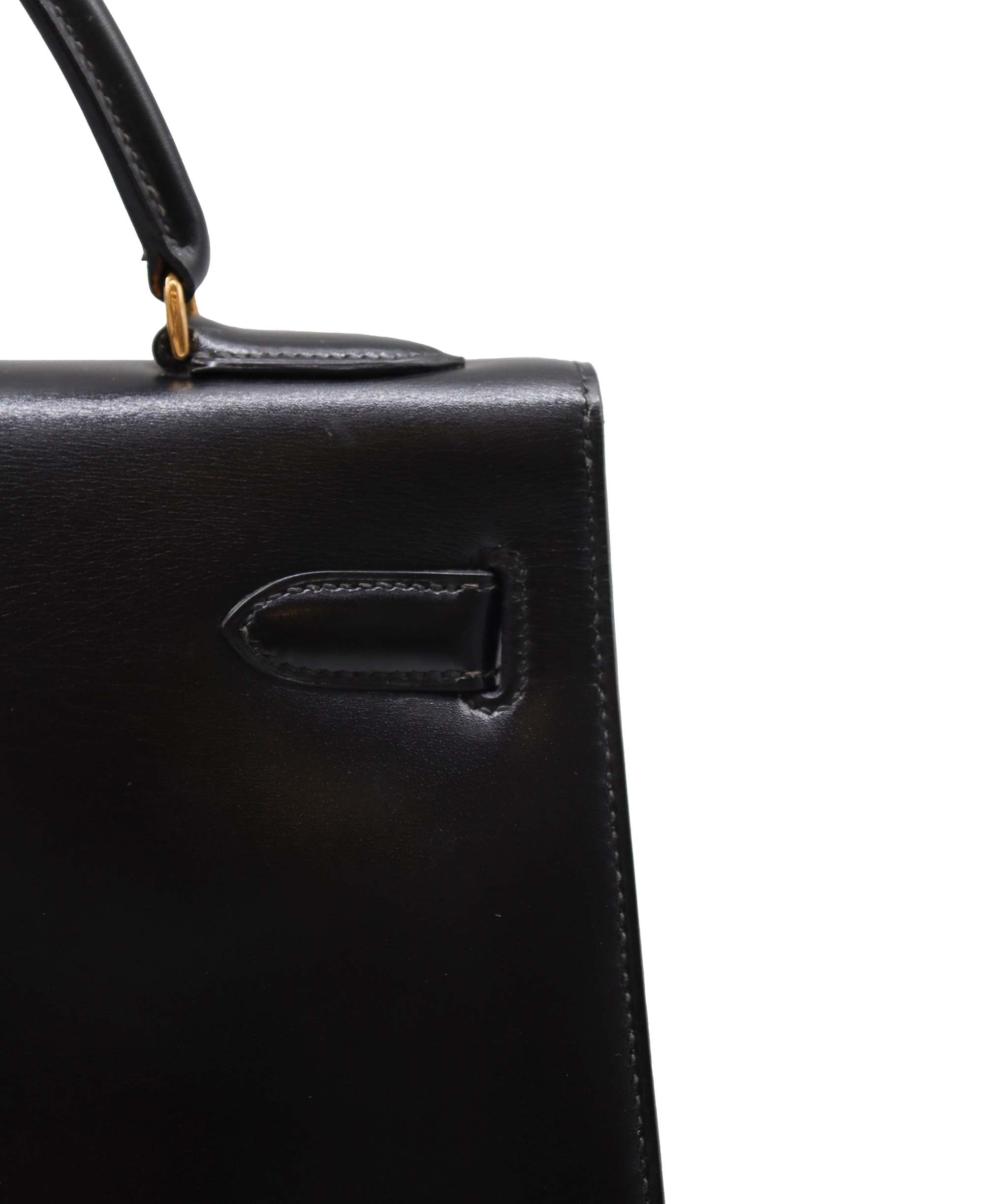 Hermès HERMES KELLY 32 SELLIER BLACK BOX CALF HAND SHOULDER BAG 〇S DXBS2222