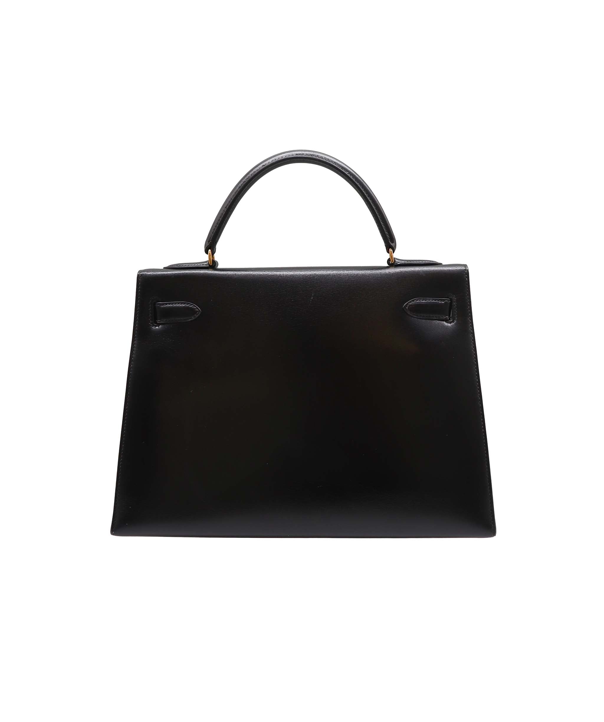 Hermès HERMES KELLY 32 SELLIER BLACK BOX CALF HAND SHOULDER BAG 〇S DXBS2222