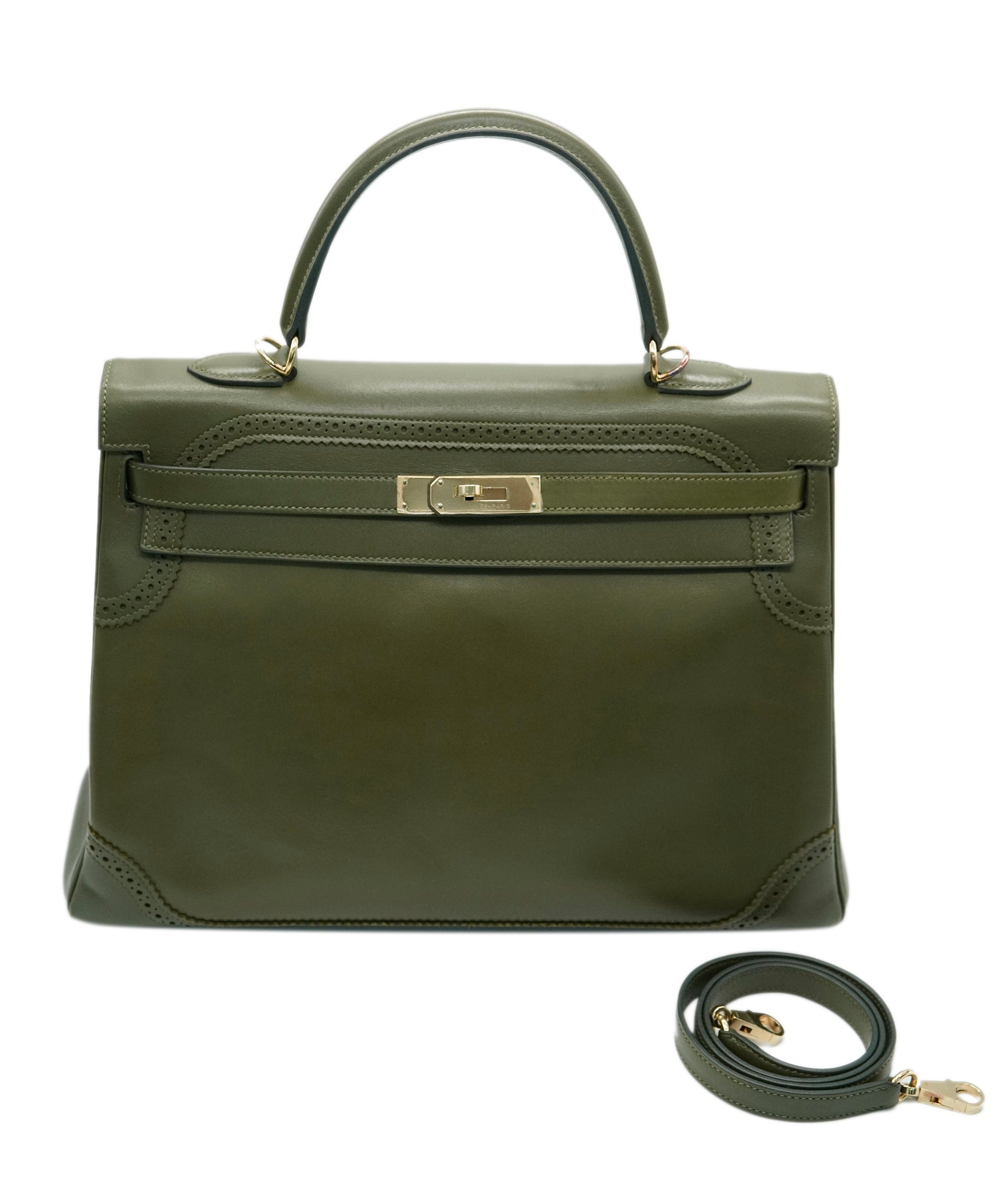 Hermès Hermès Kelly 35 Ghillies Vert Veronese Tadelakt GHW ASC4960