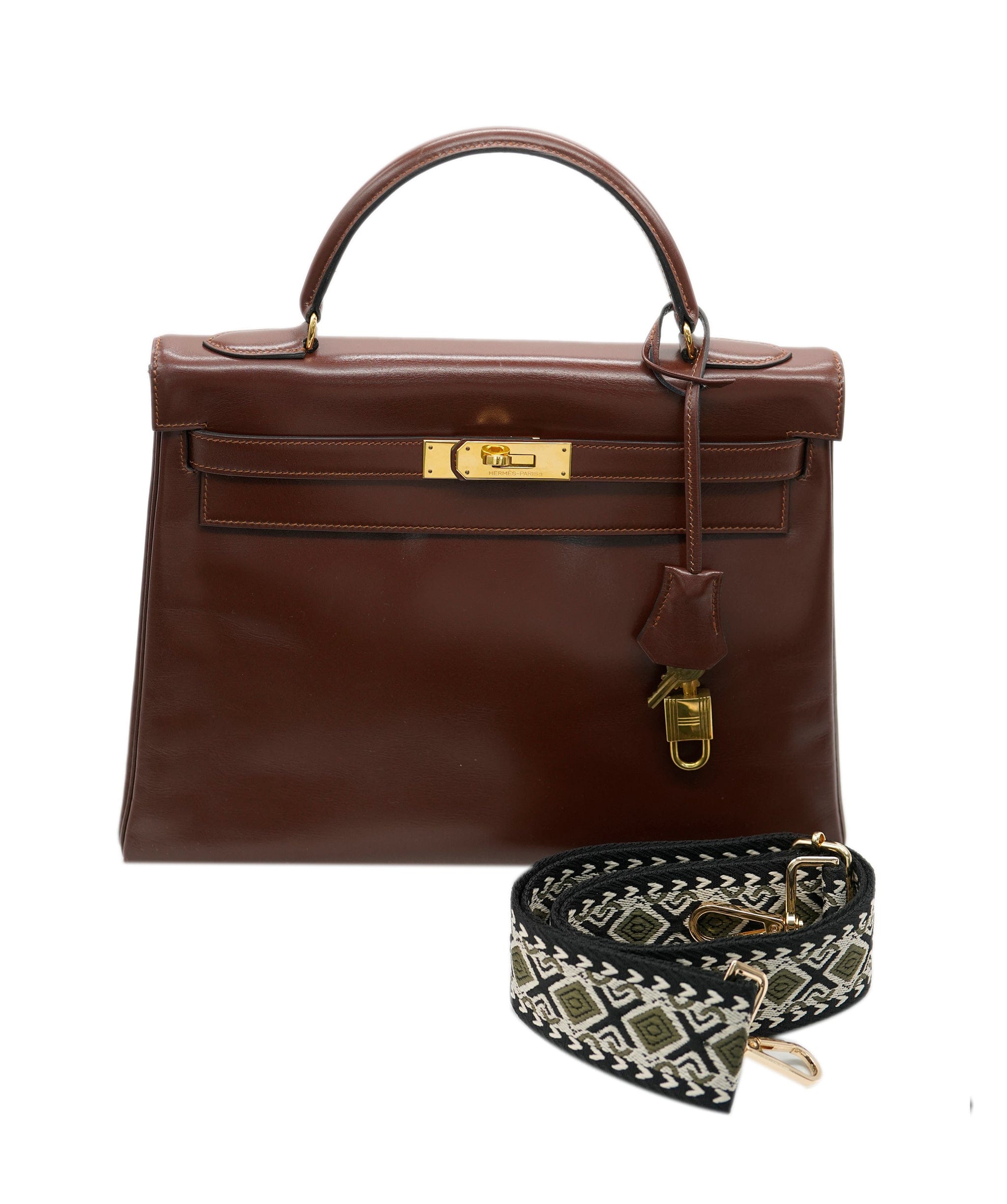 Hermès Hermes Kelly Box 32 Retourne Noisette With GHW  ALC1739