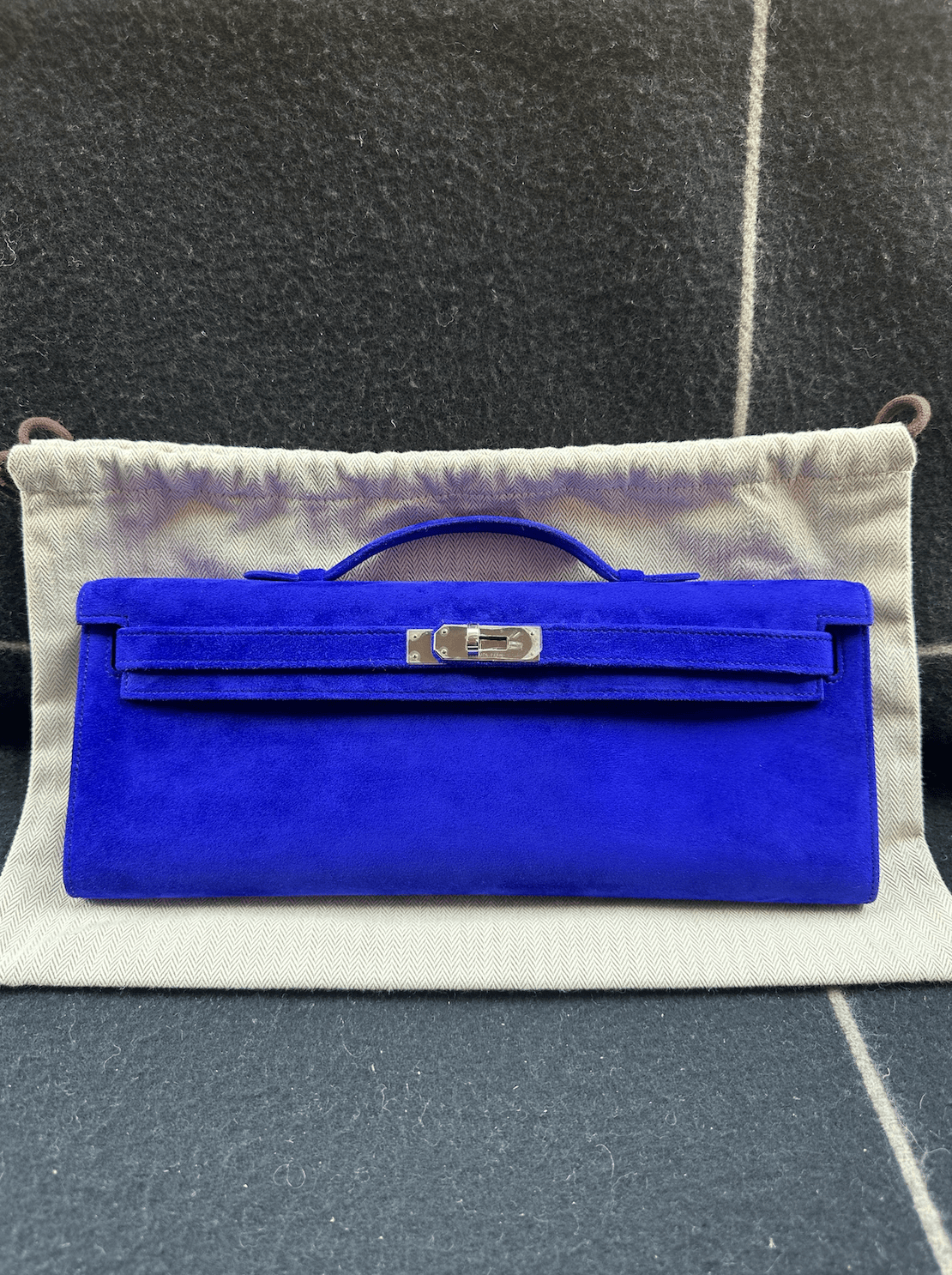 Hermès Hermes Kelly Cut Bleu Electrique U Suede ALTC0260