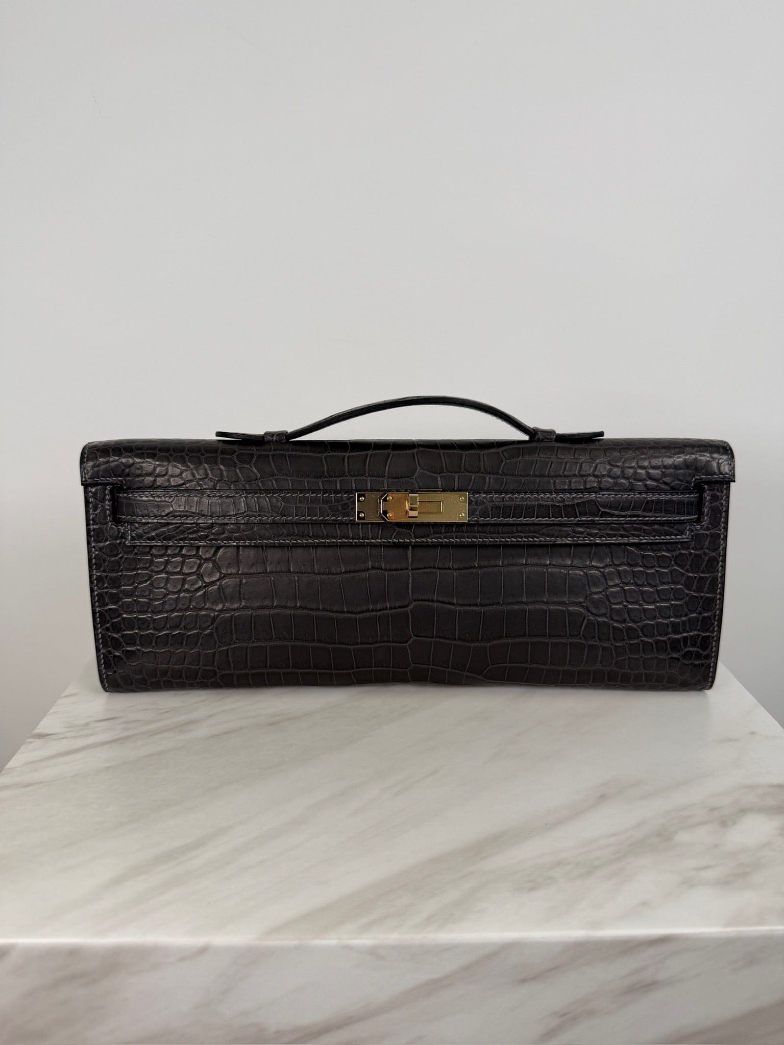 Hermès Hermès Kelly Cut Graphite Matt Porosus Permabrass Hardware