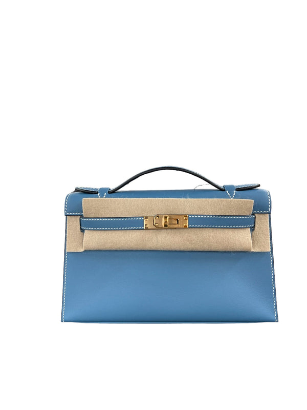 Hermès Hermes Kelly Pochette Blue Jean Swift GHW #B SKCB-072718
