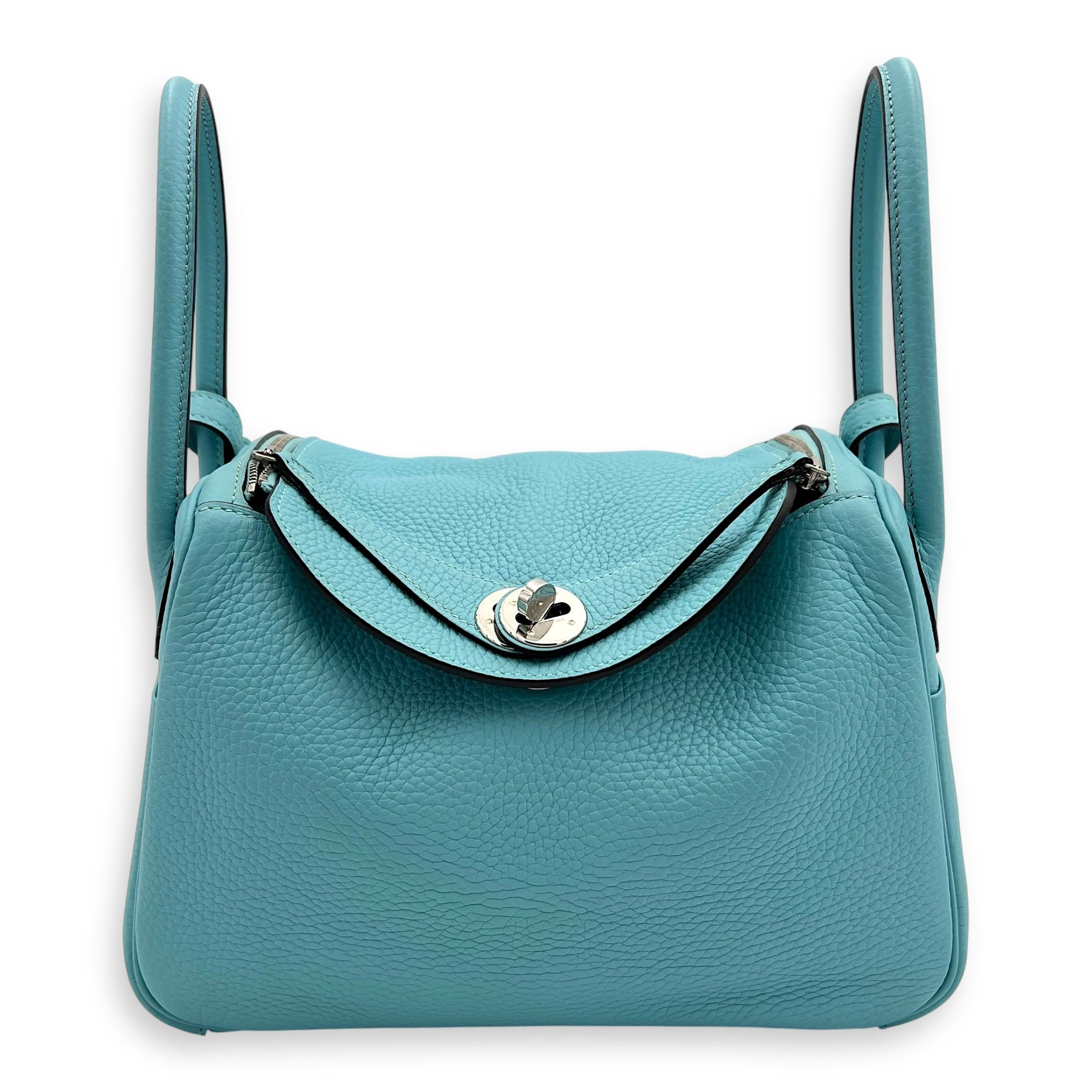 Hermès Hermès Lindy Blue Atoll in Clemence, Palladium hardware C2509-007994VZ