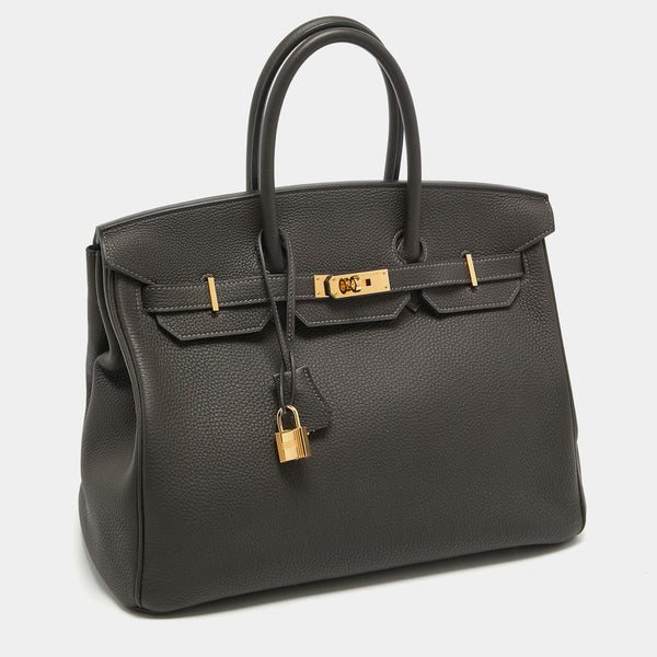 Hermès Hermes Macassar Togo Leather Gold Finish Birkin 35 Bag ASCLC1941