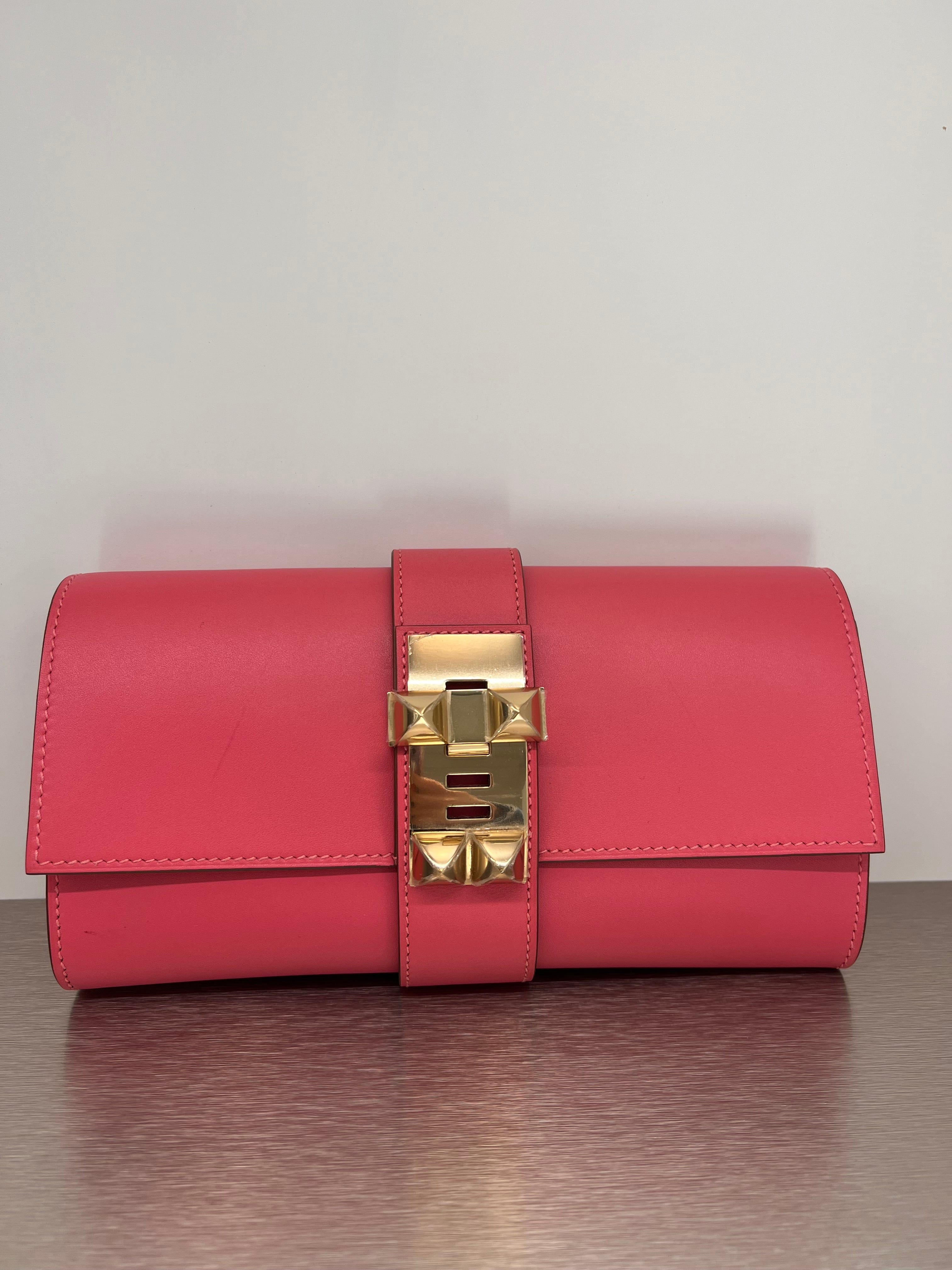Hermès Hermes Medor Clutch Rose Lipstick Swift GHW SKCH4014