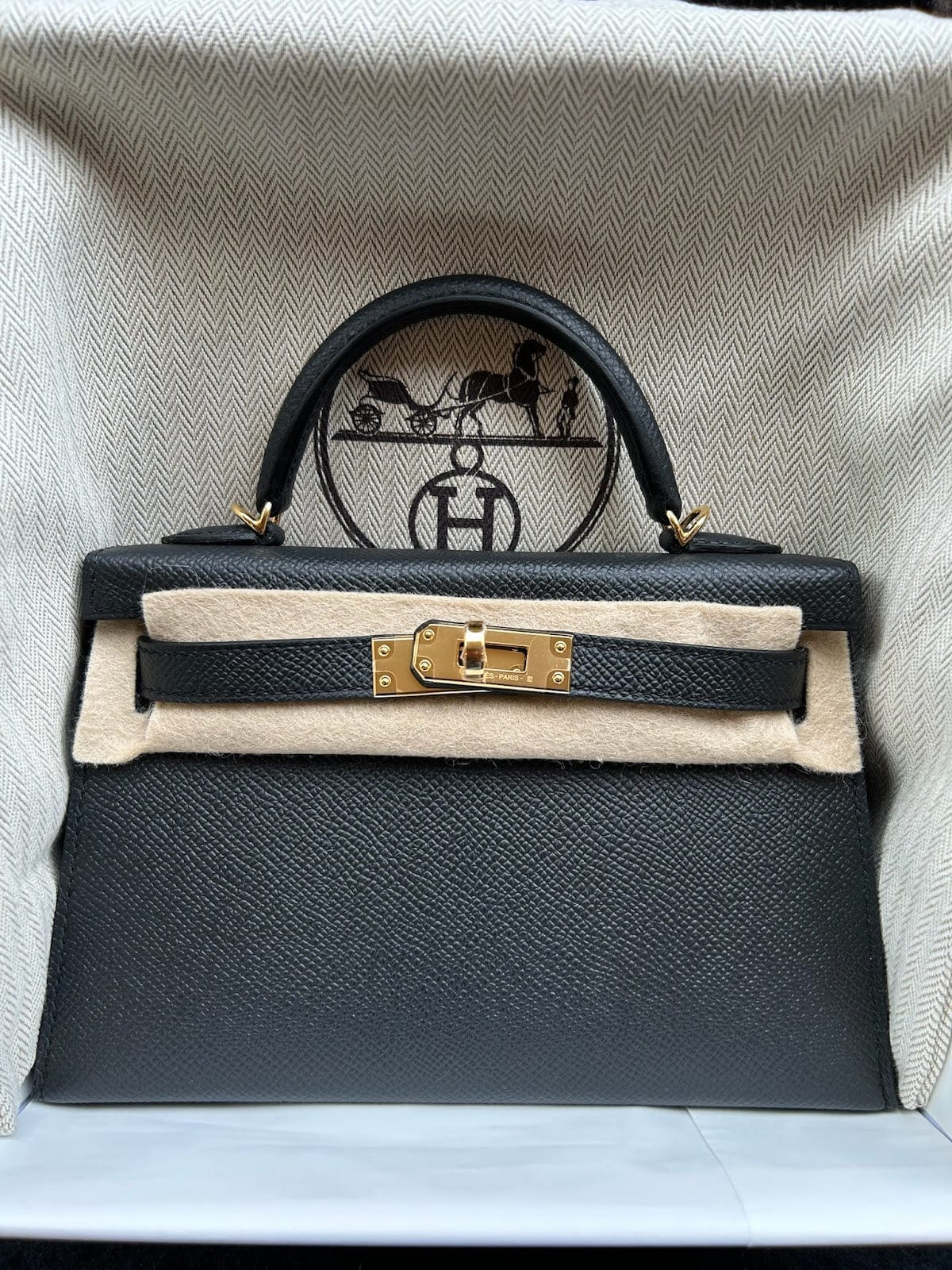 Hermès Hermes Mini Kelly (1) Black GHW K epsom ALTC0214