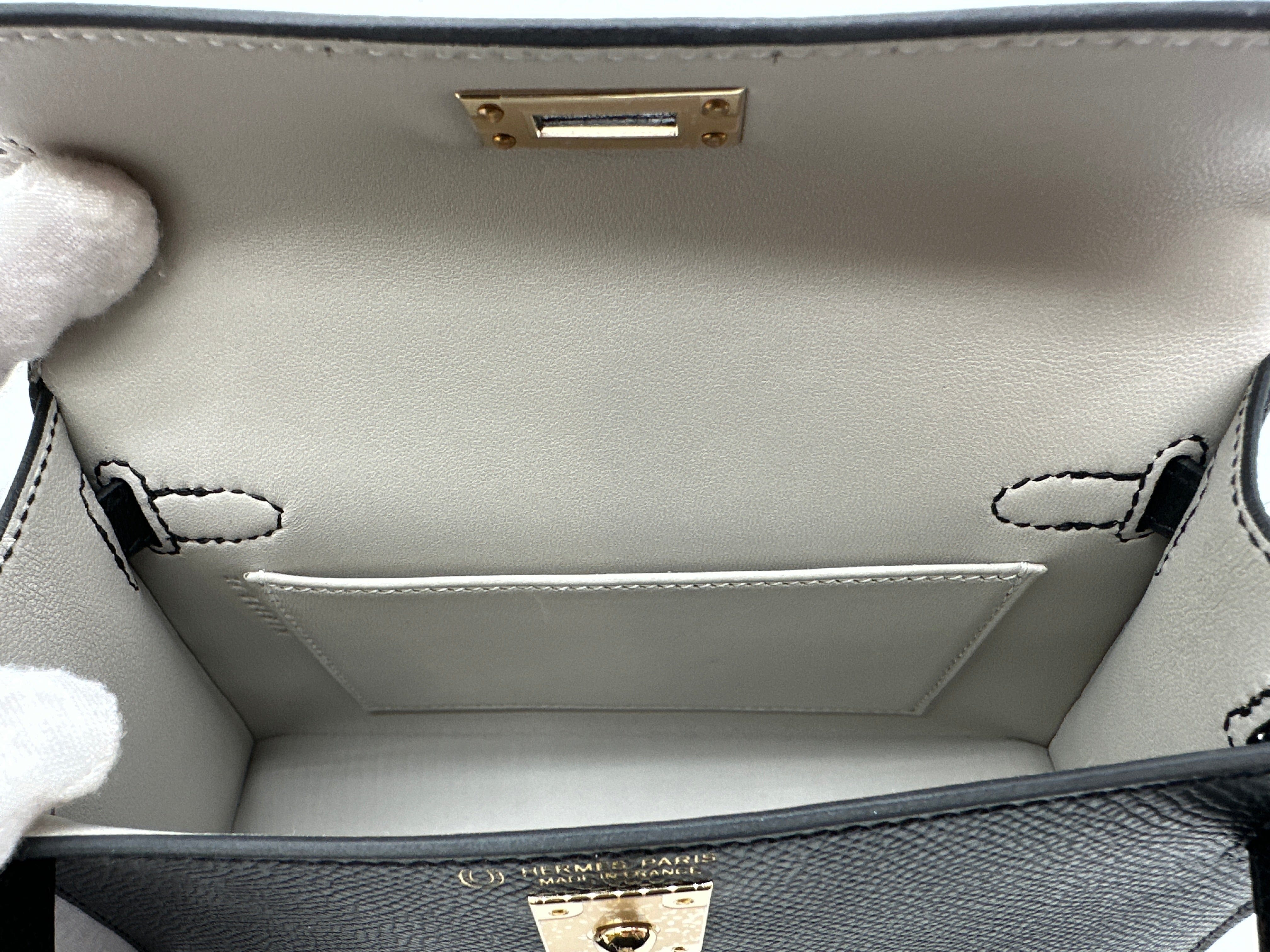 Hermès Hermès Mini Kelly 20 HSS black verso gris perle champagne hardware K PC487