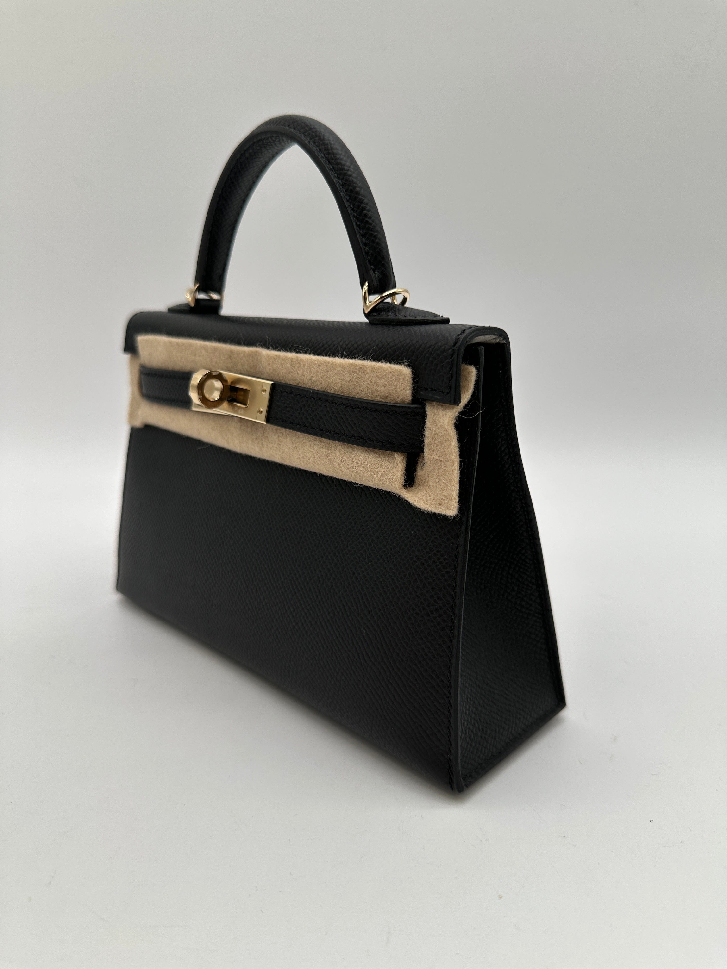 Hermès Hermès Mini Kelly 20 HSS black verso gris perle champagne hardware K PC487