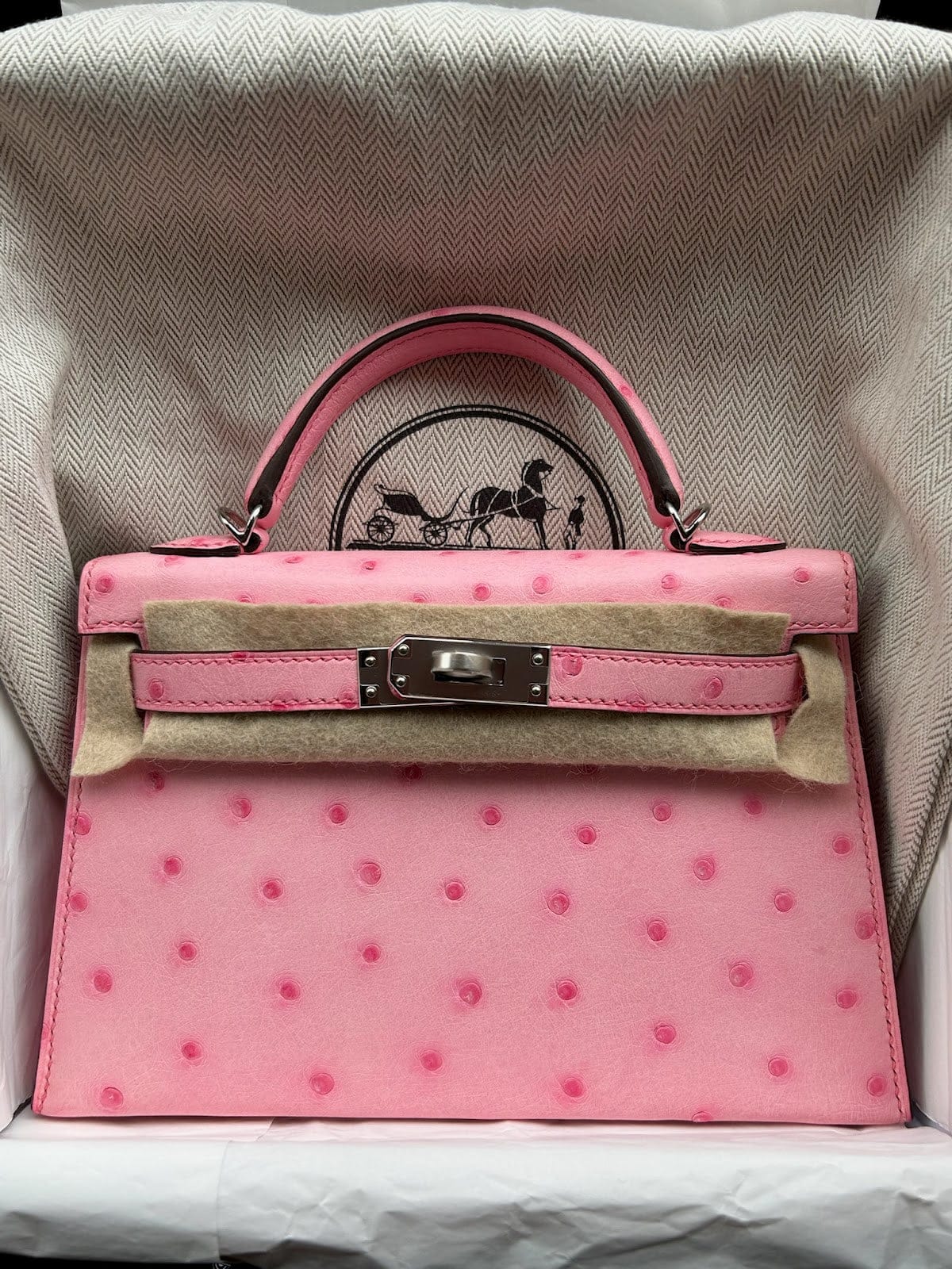 Hermès Hermes Mini Kelly 5p(bubblegum) PHW D ostrich ALTC0208