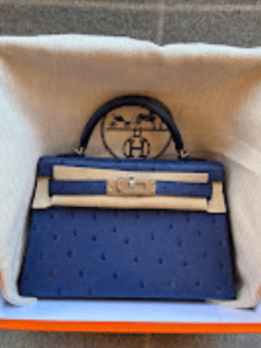 Hermes Hermes Mini Kelly Blue iris PHW C Ostrich ALTC0735