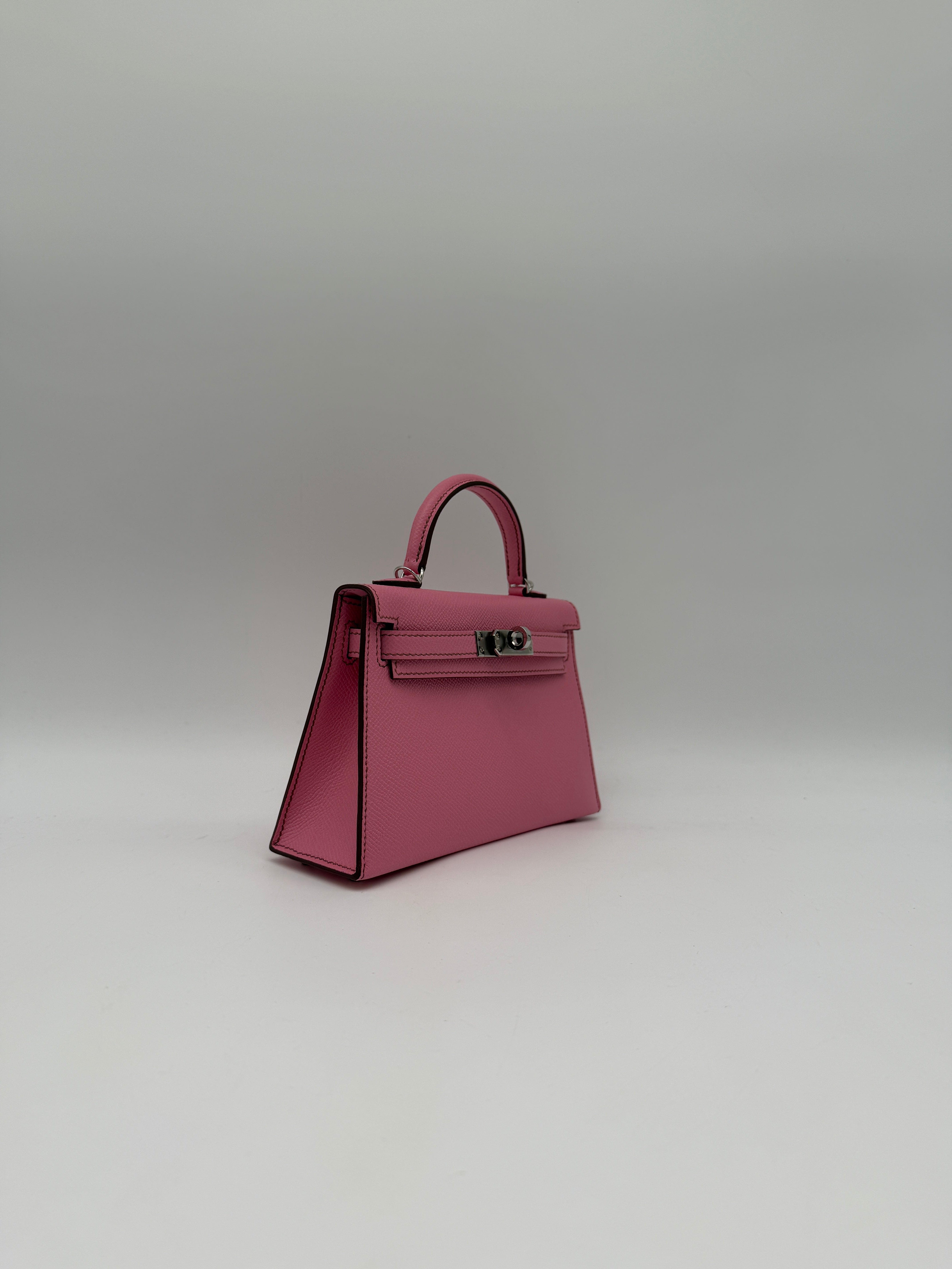 Hermès Hermès Mini Kelly Bubblegum Epsom Palladium Hardware