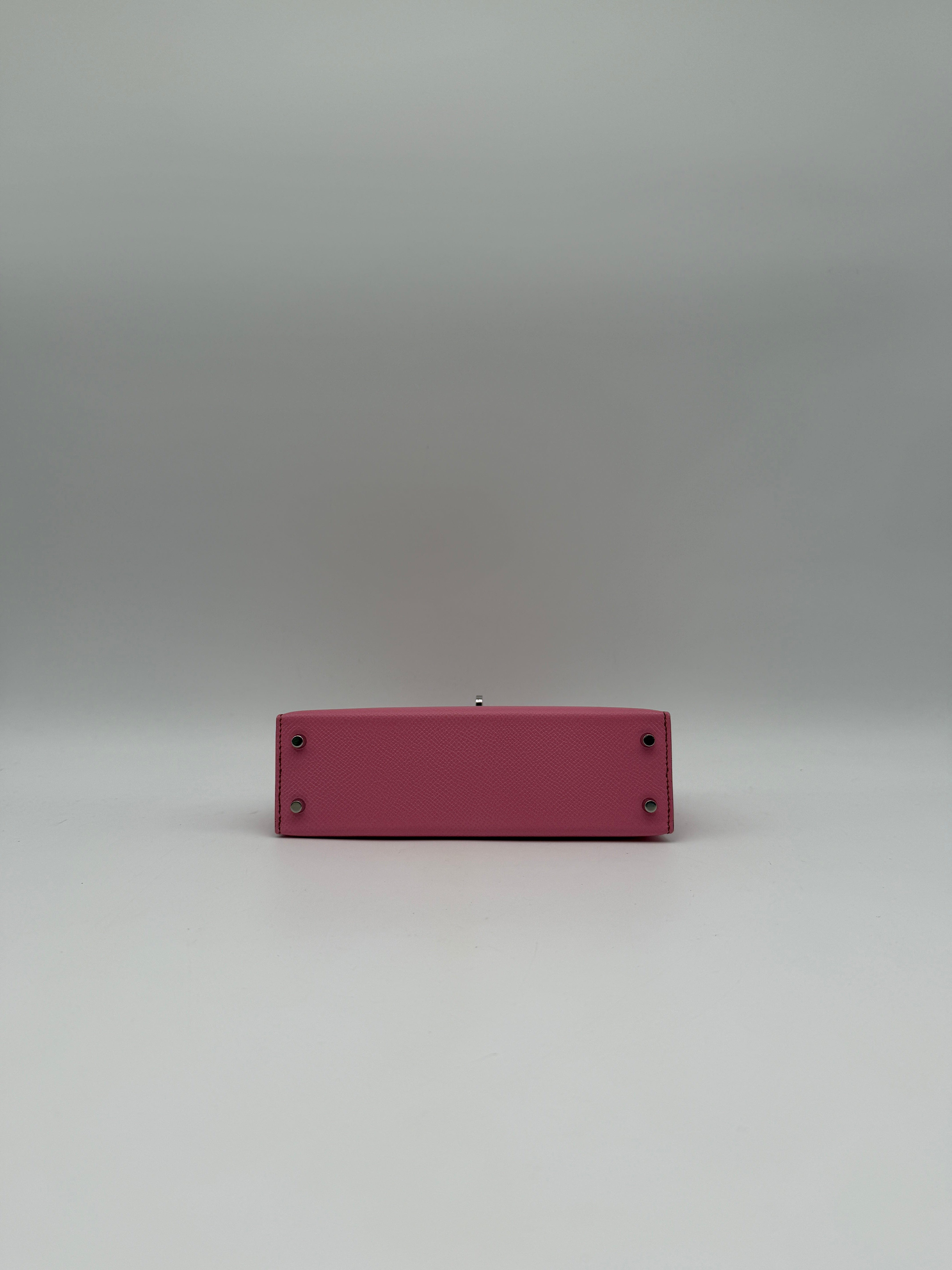 Hermès Hermès Mini Kelly Bubblegum Epsom Palladium Hardware