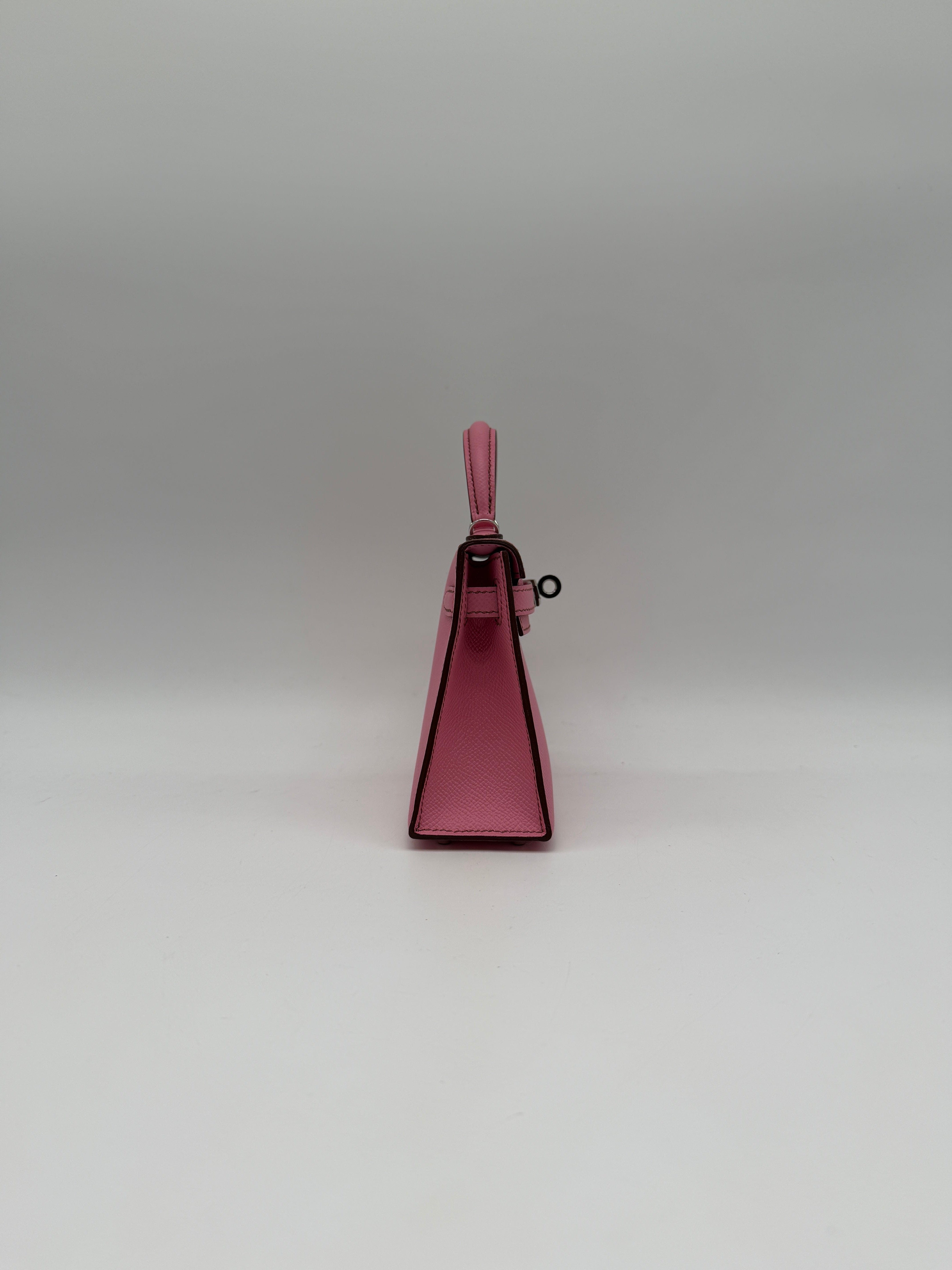 Hermès Hermès Mini Kelly Bubblegum Epsom Palladium Hardware