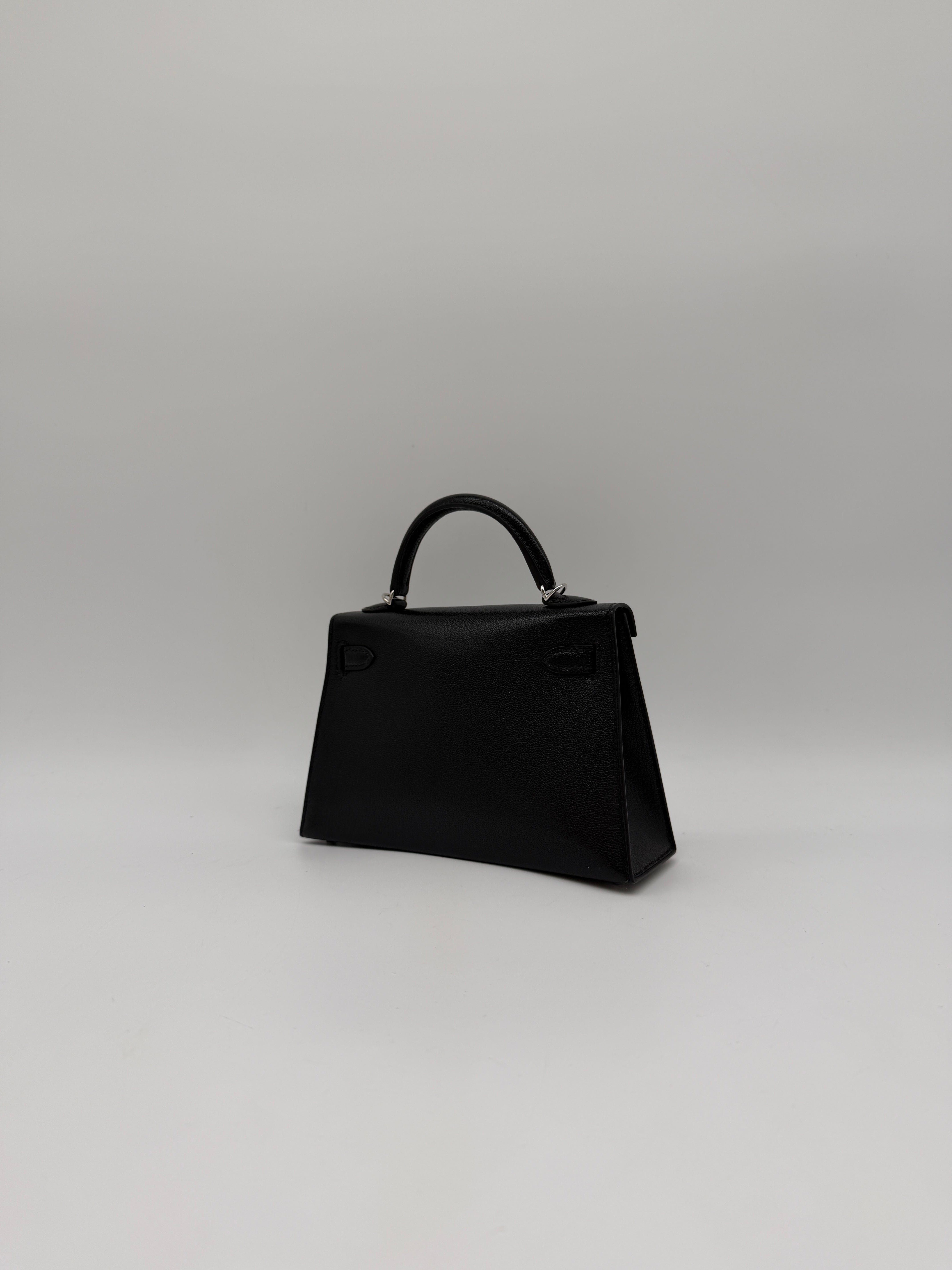 Hermès Hermès Mini Kelly Clou de coeur Black Chevre Palladium Hardware