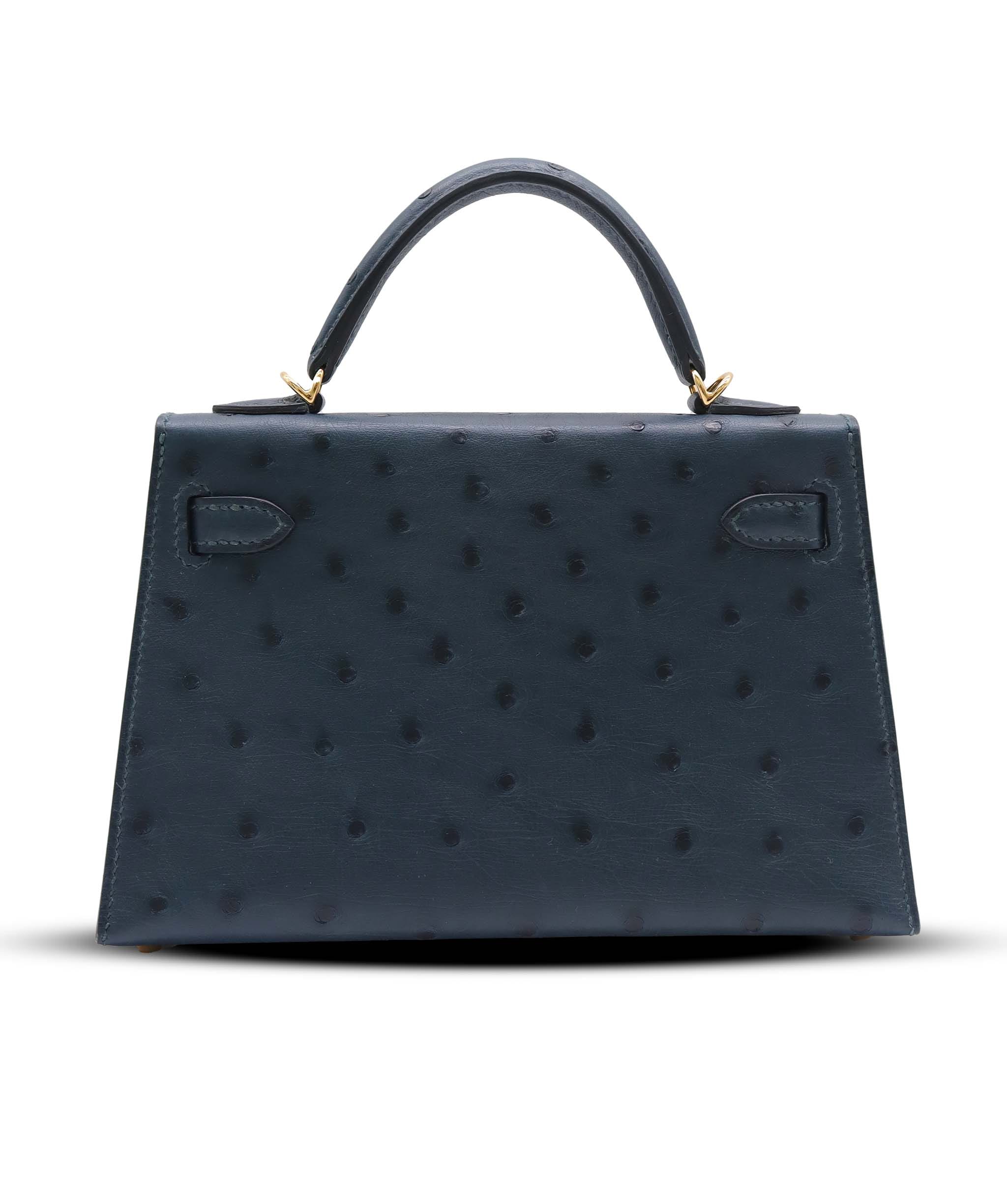 Hermes HERMES MINI KELLY VERT MANGROVE  OSTRICH  ASC7289