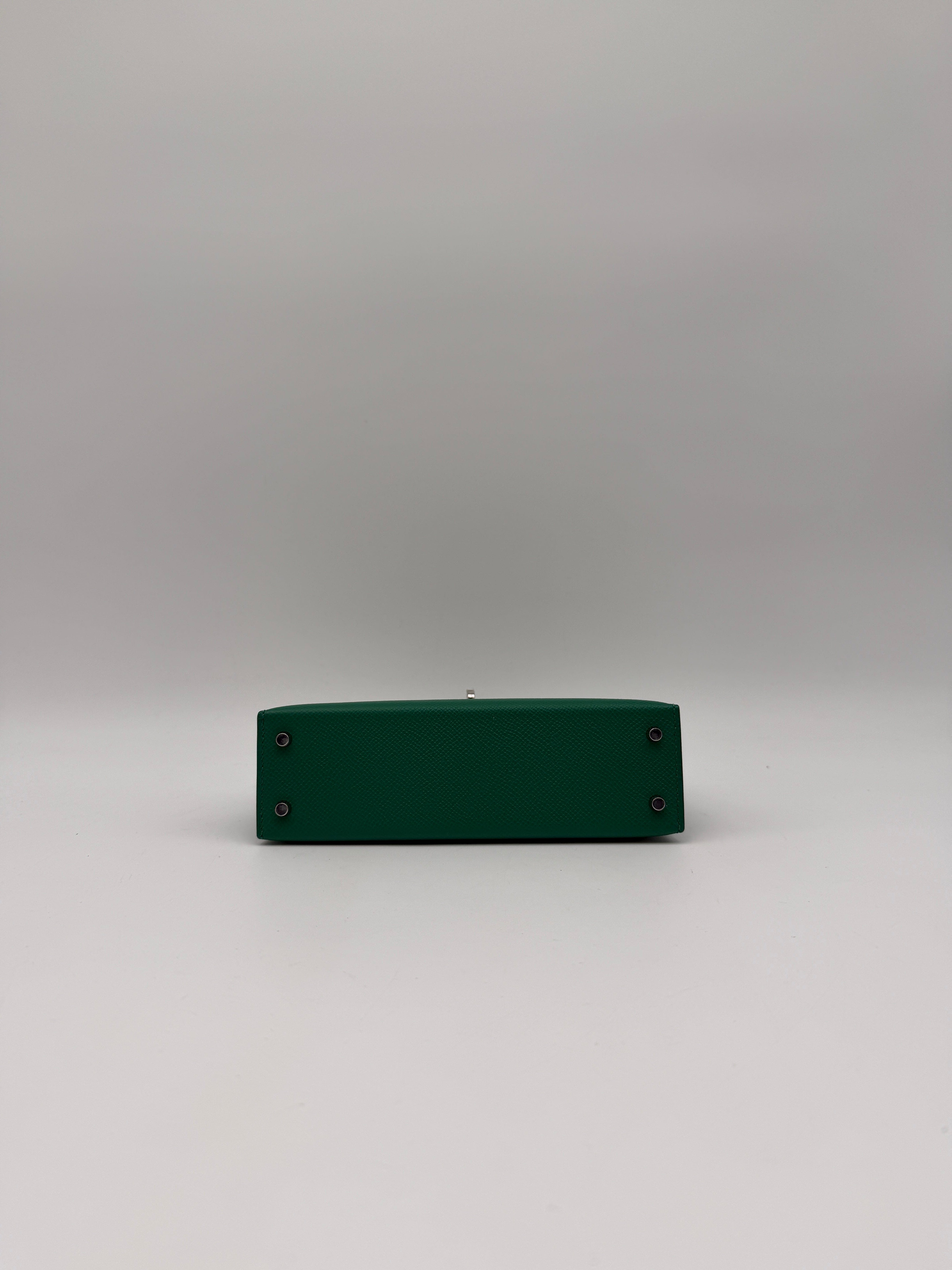 Hermès Hermès Mini Kelly Vert Vertigo Epsom Palladium Hardware (with 2 strap)