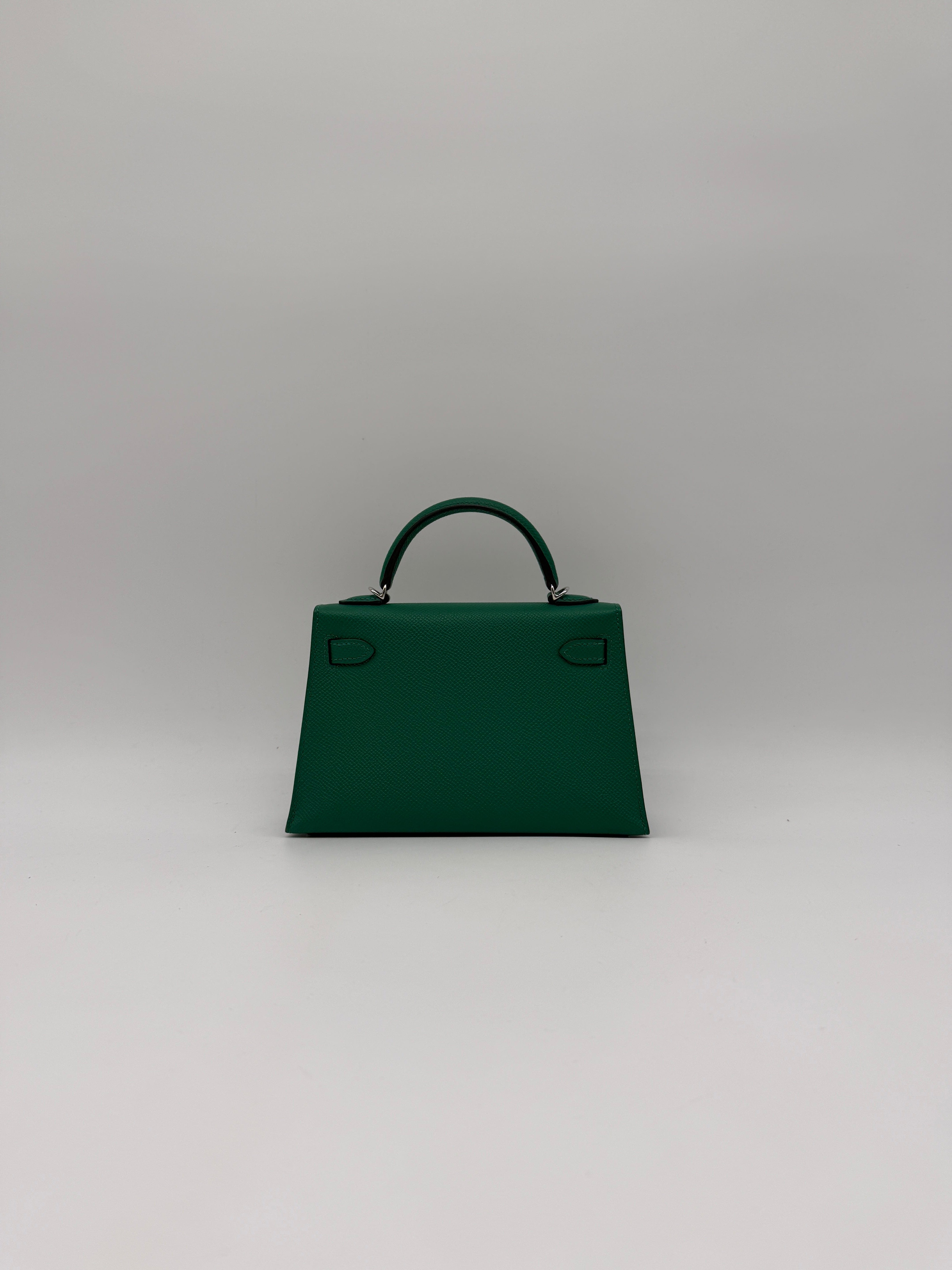 Hermès Hermès Mini Kelly Vert Vertigo Epsom Palladium Hardware (with 2 strap)