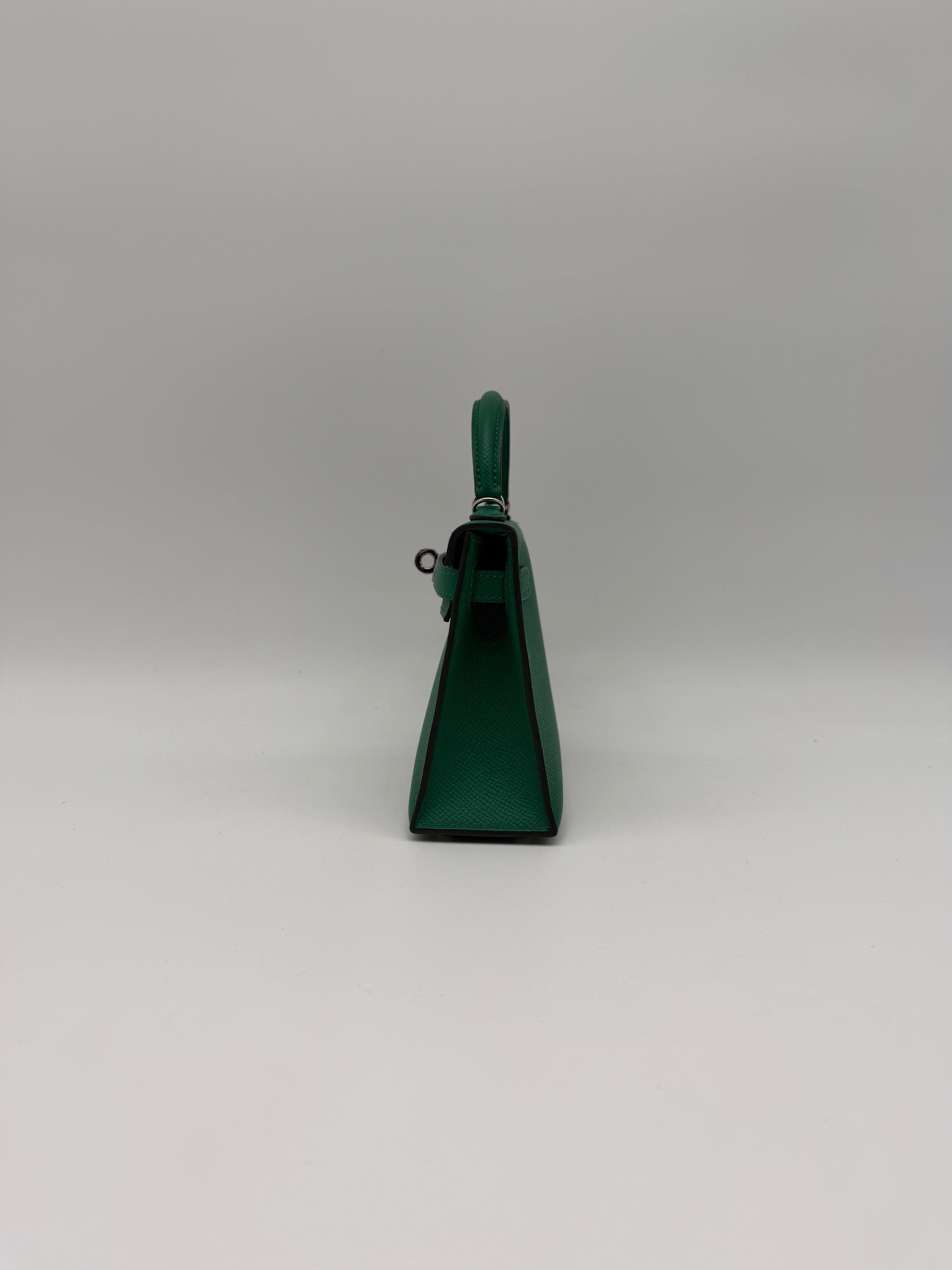 Hermès Hermès Mini Kelly Vert Vertigo Epsom Palladium Hardware (with 2 strap)