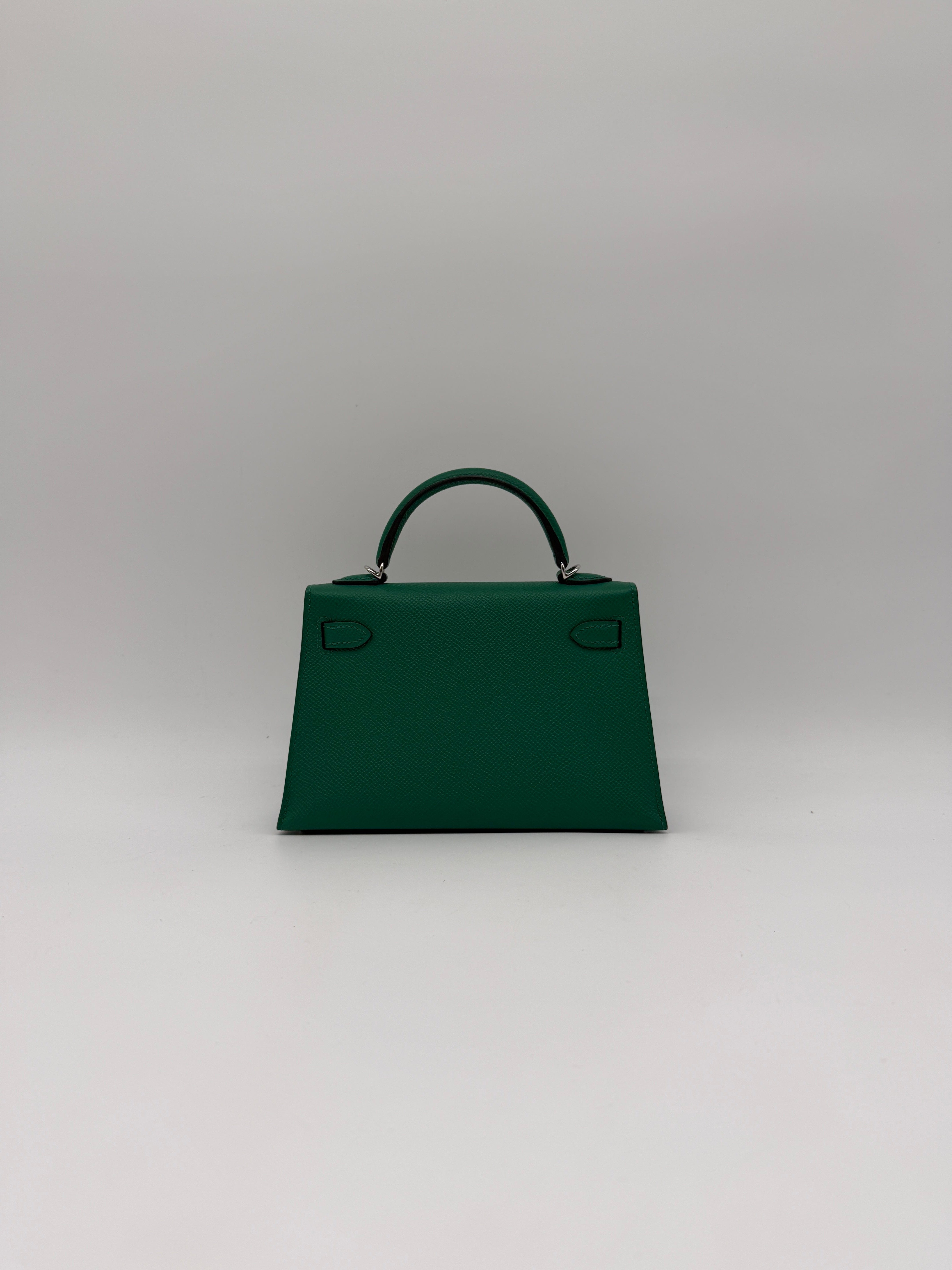 Hermès Hermès Mini Kelly Vert Vertigo Epsom Palladium Hardware (with 2 strap)