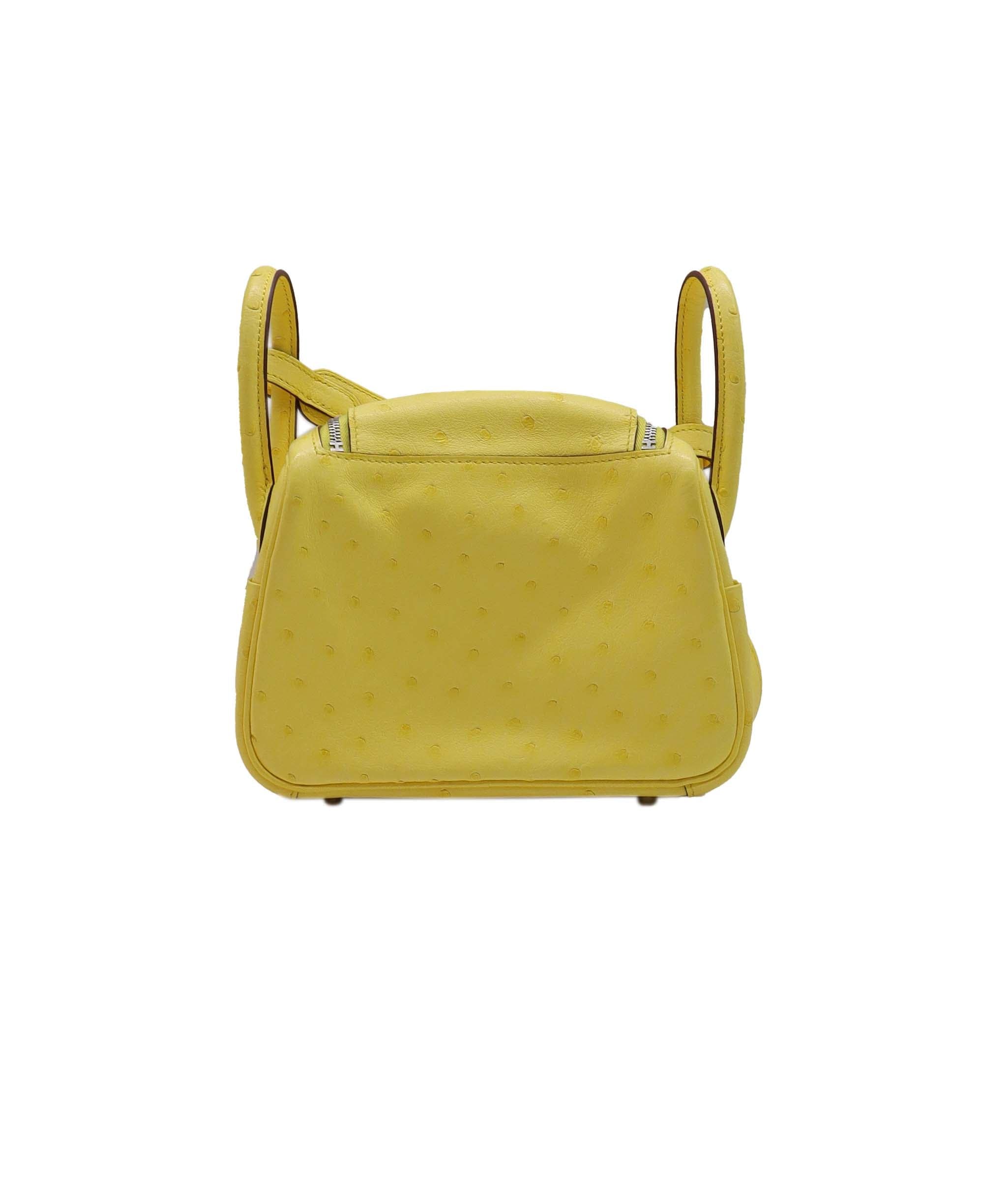 Hermès Hermès Mini Lindy Jaune Citron Ostrich PHW #U SKC1796