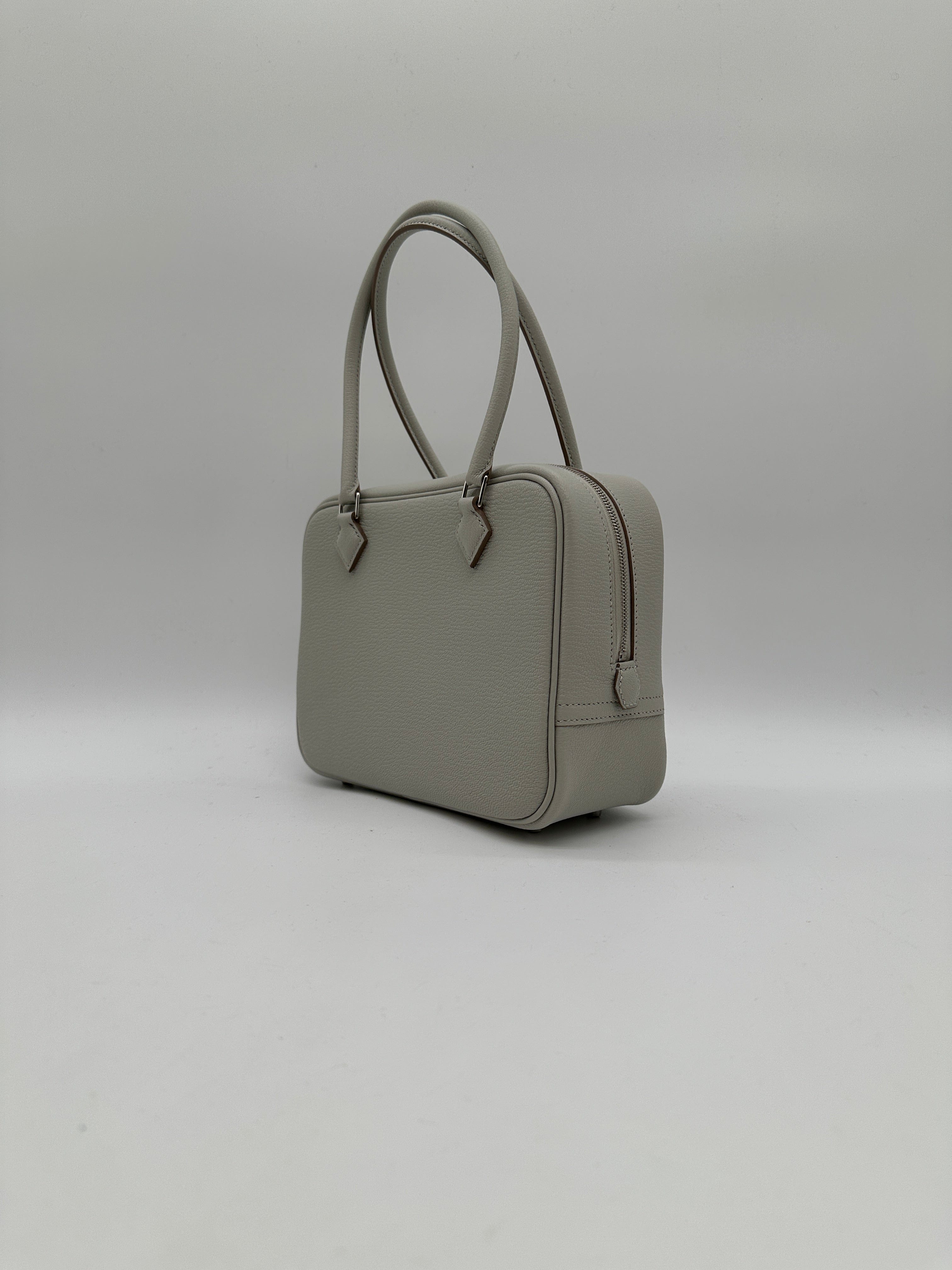 Hermès Hermès Mini Plume Chevre Gris Perle Palladium Hardware