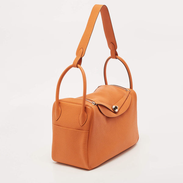 Hermès Hermès Orange Togo Leather Palladium Finish Lindy 34 Bag ASCLC1963
