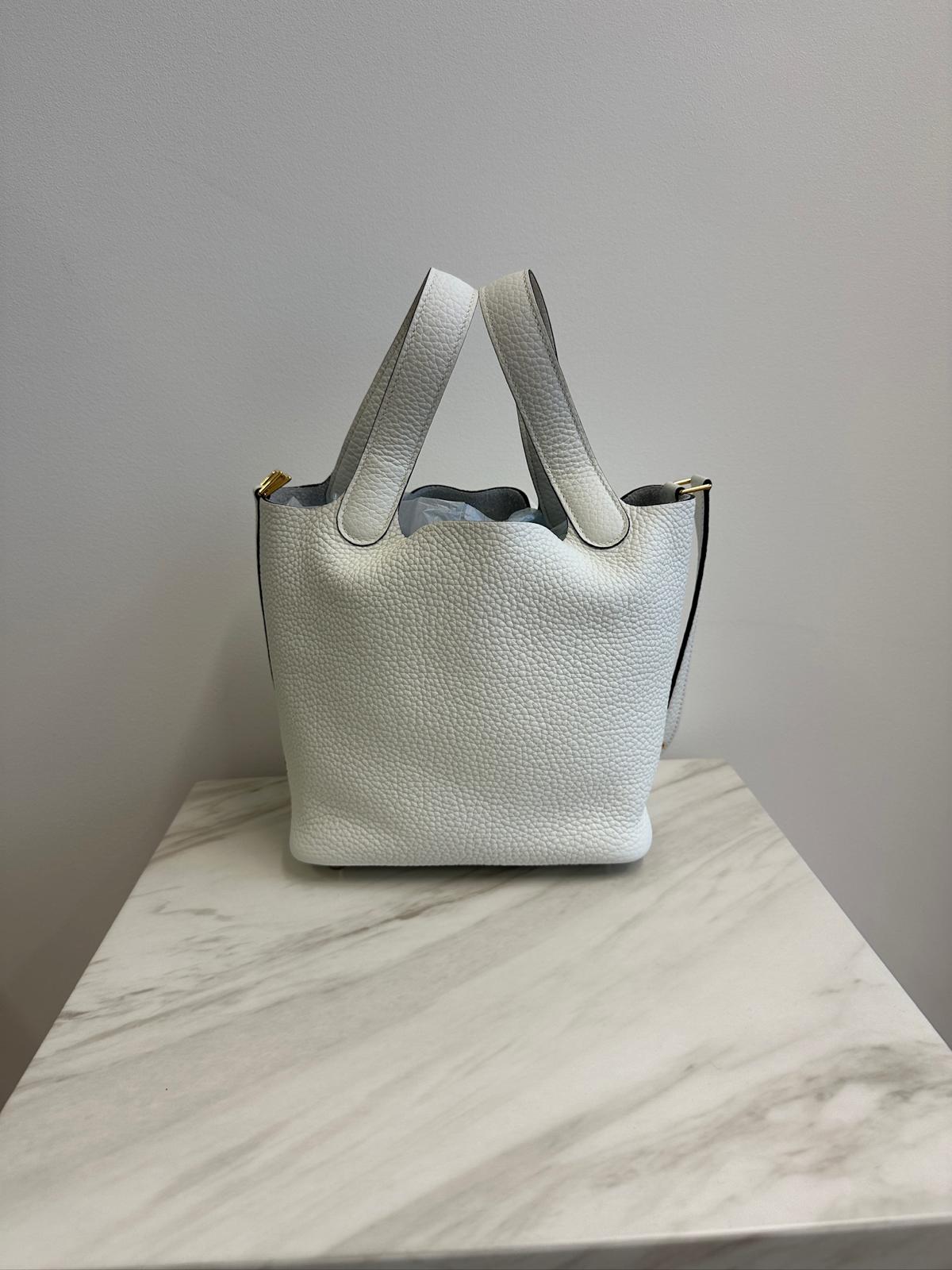 Hermès Hermès Picotin 18 New White Tourillion Clemence Gold Hardware