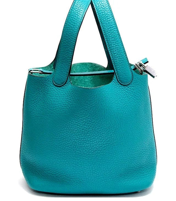 Hermès Hermès Picotin Lock PM Taurillon Clemence Leather Handbag Blue Paon X 2016 #13295 AJCSC1246