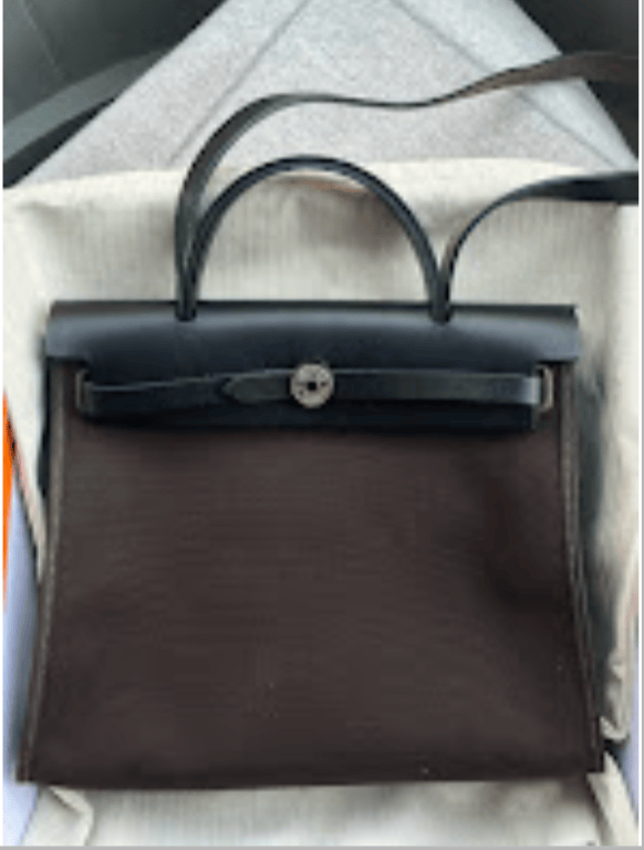 Hermès Hermes  Preloved Herbag 31 Black leather brown canvas D ALTC0693