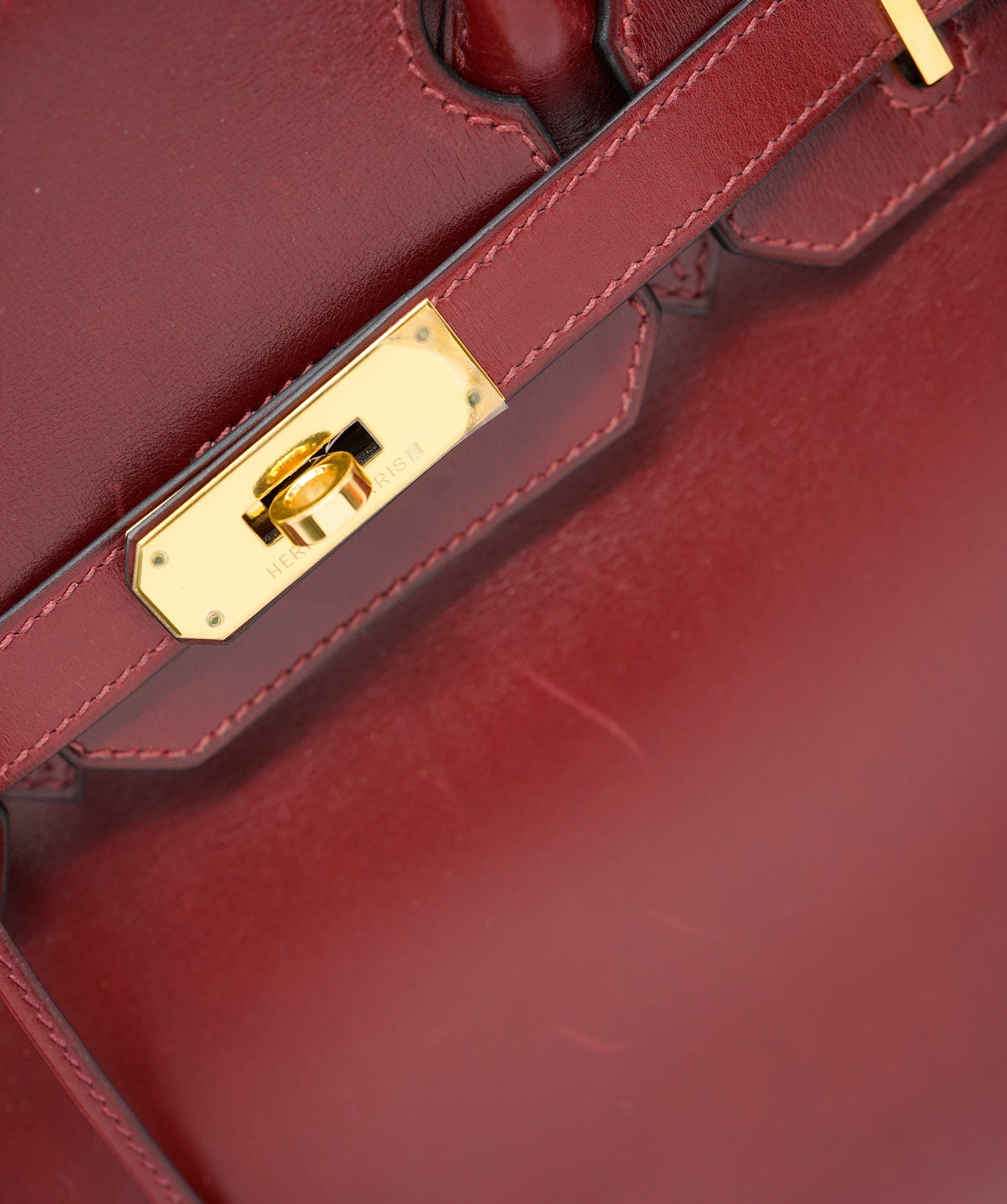 Hermès Hermes Rouge H Box Calf Birkin 30 Handbag □G 9.S ASL10386