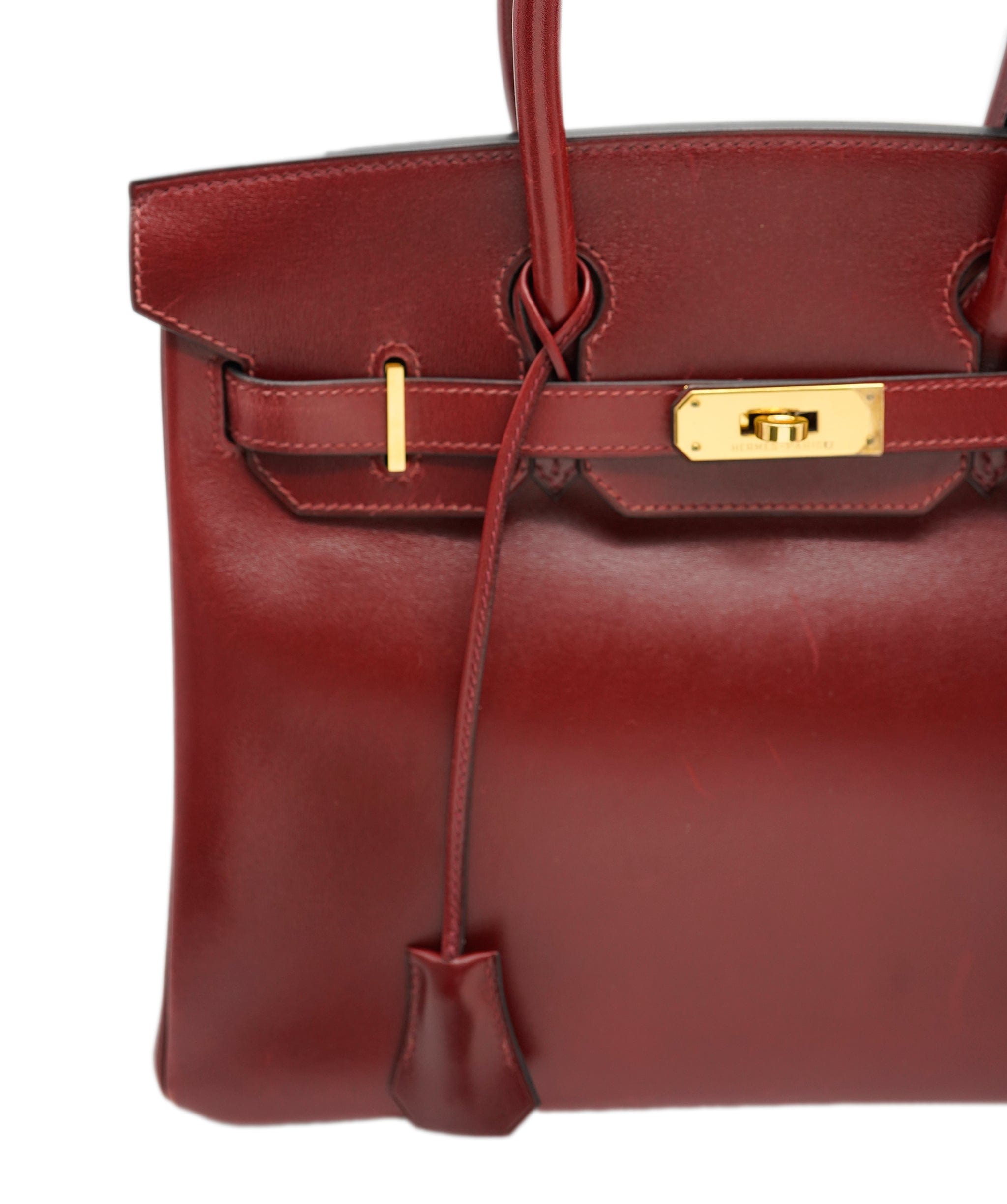 Hermès Hermes Rouge H Box Calf Birkin 30 Handbag □G 9.S ASL10386