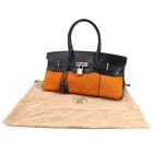 Hermès Hermès Shoulder Birkin 42 Potamus Black Boxcalf / Orange Toile PHW #J 90167512