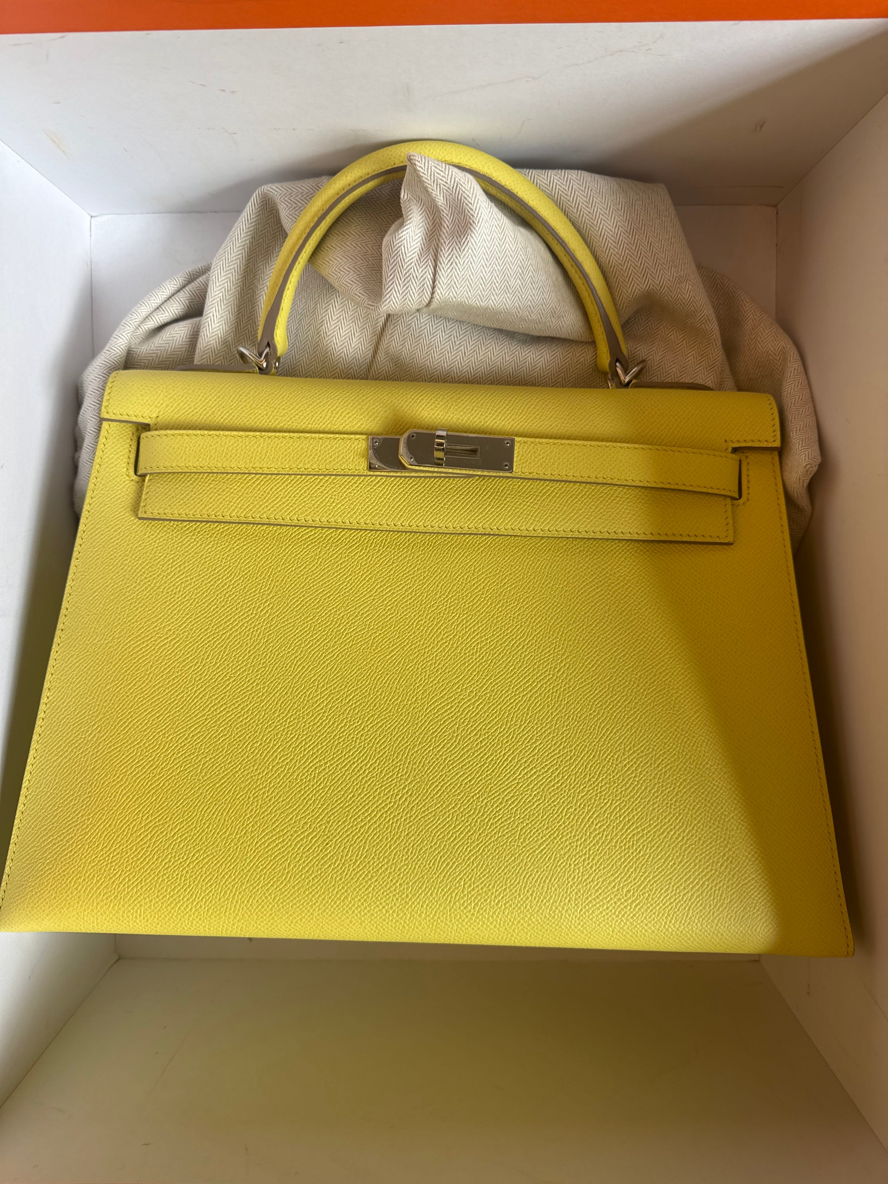 Hermès Hermes Soufre PHW Kelly 32  ASC7020